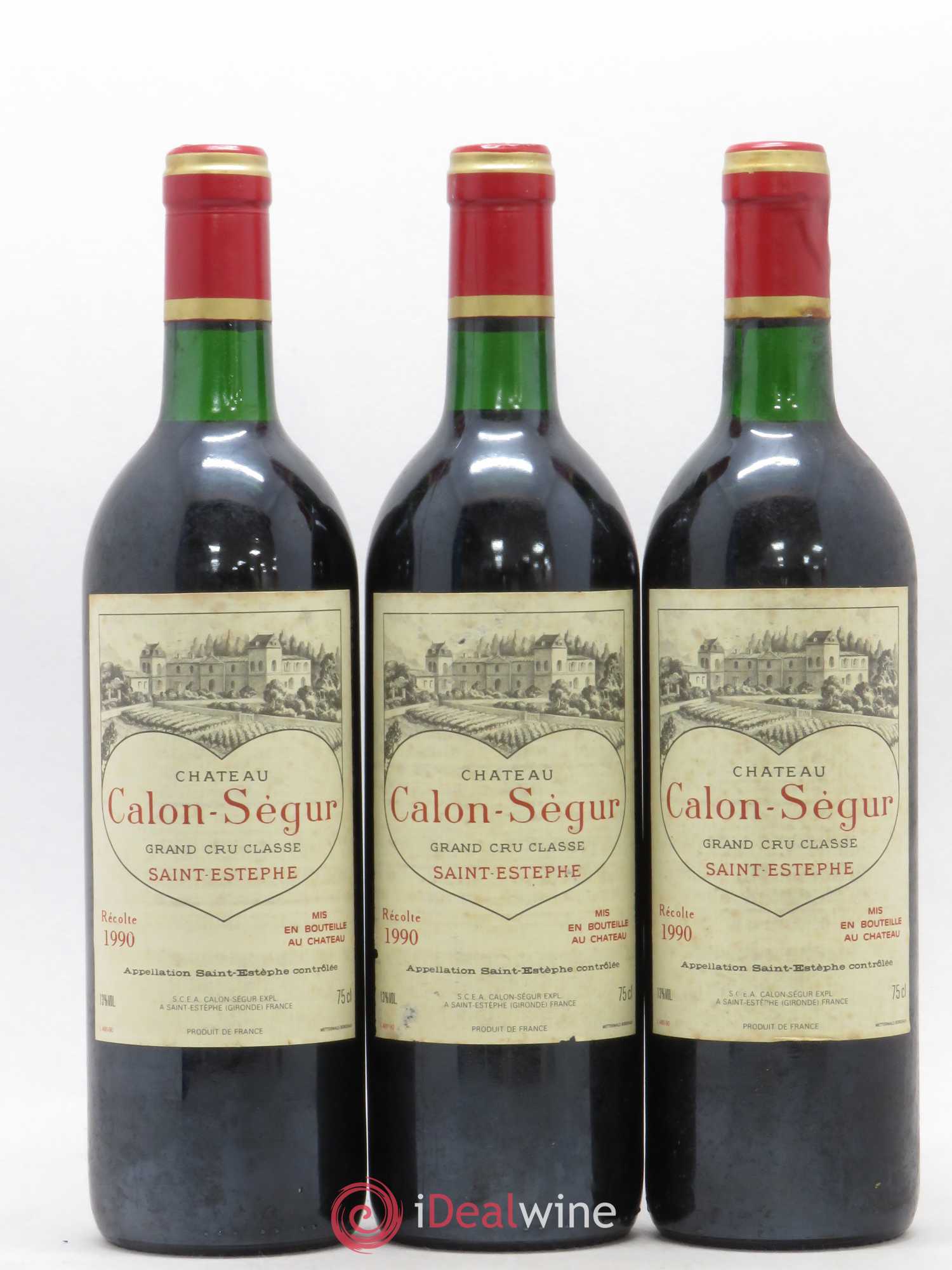 Château Calon Ségur 3ème Grand Cru Classé 1990 - Lot de 3 bouteilles - 0