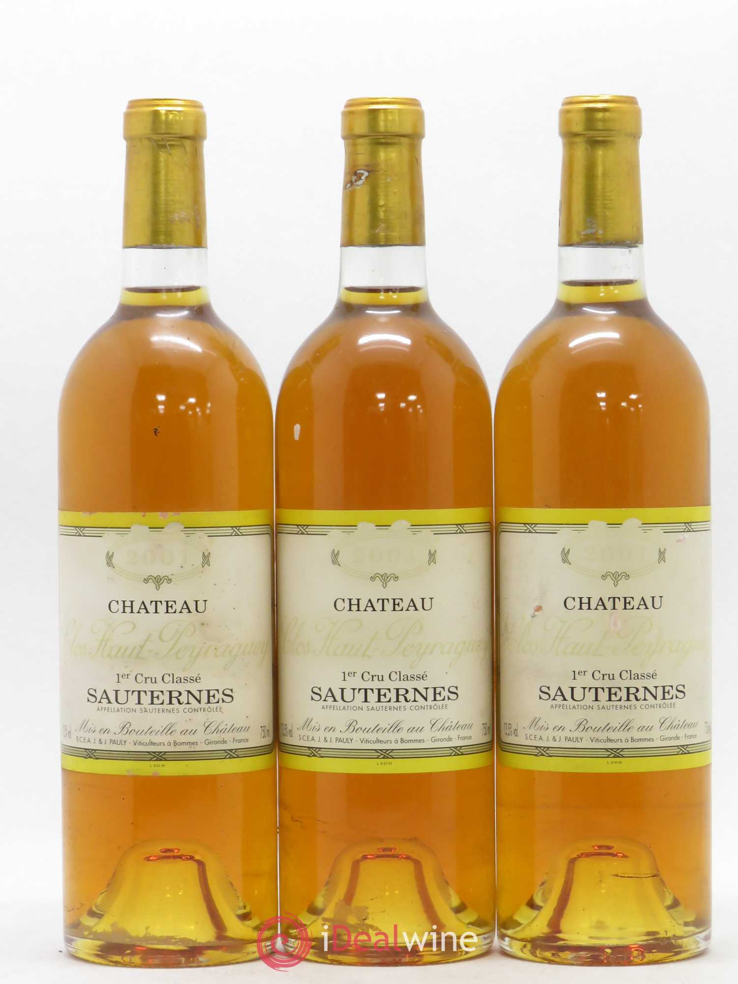 Clos Haut-Peyraguey 1er Grand Cru Classé 2001 - Lotto di 3 bottiglie - 0