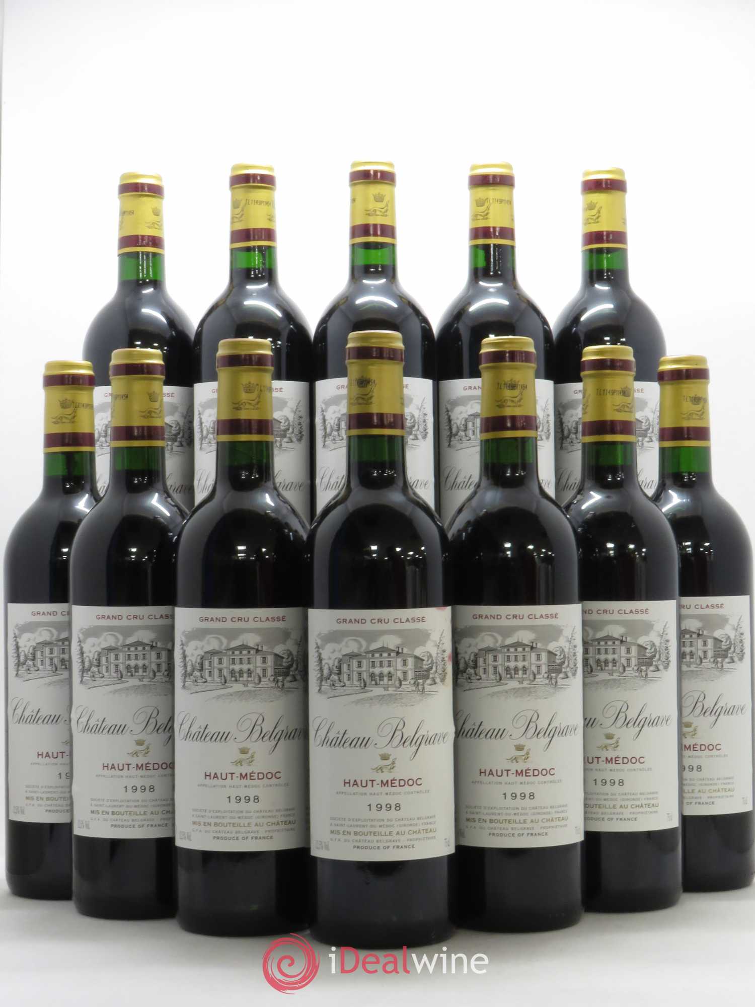 Château Belgrave 5ème Grand Cru Classé 1998 - Lot de 12 bouteilles - 0