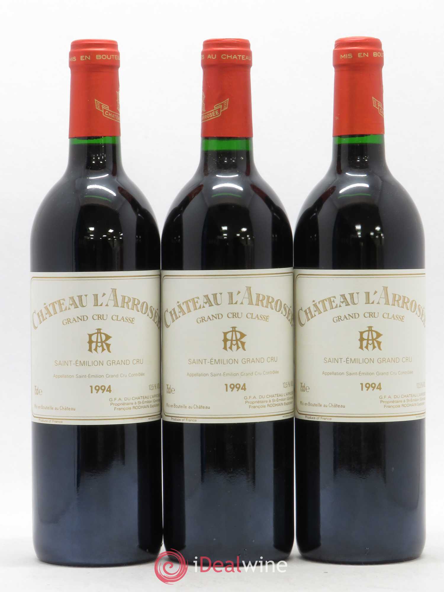 Château l' Arrosée Grand Cru Classé 1994 - Lot de 3 bouteilles - 0