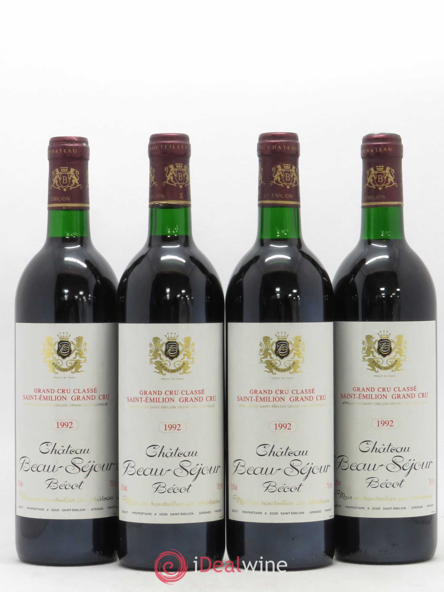 Château Beau-Séjour Bécot 1er Grand Cru Classé B 1992 - Lot de 4 bouteilles - 0