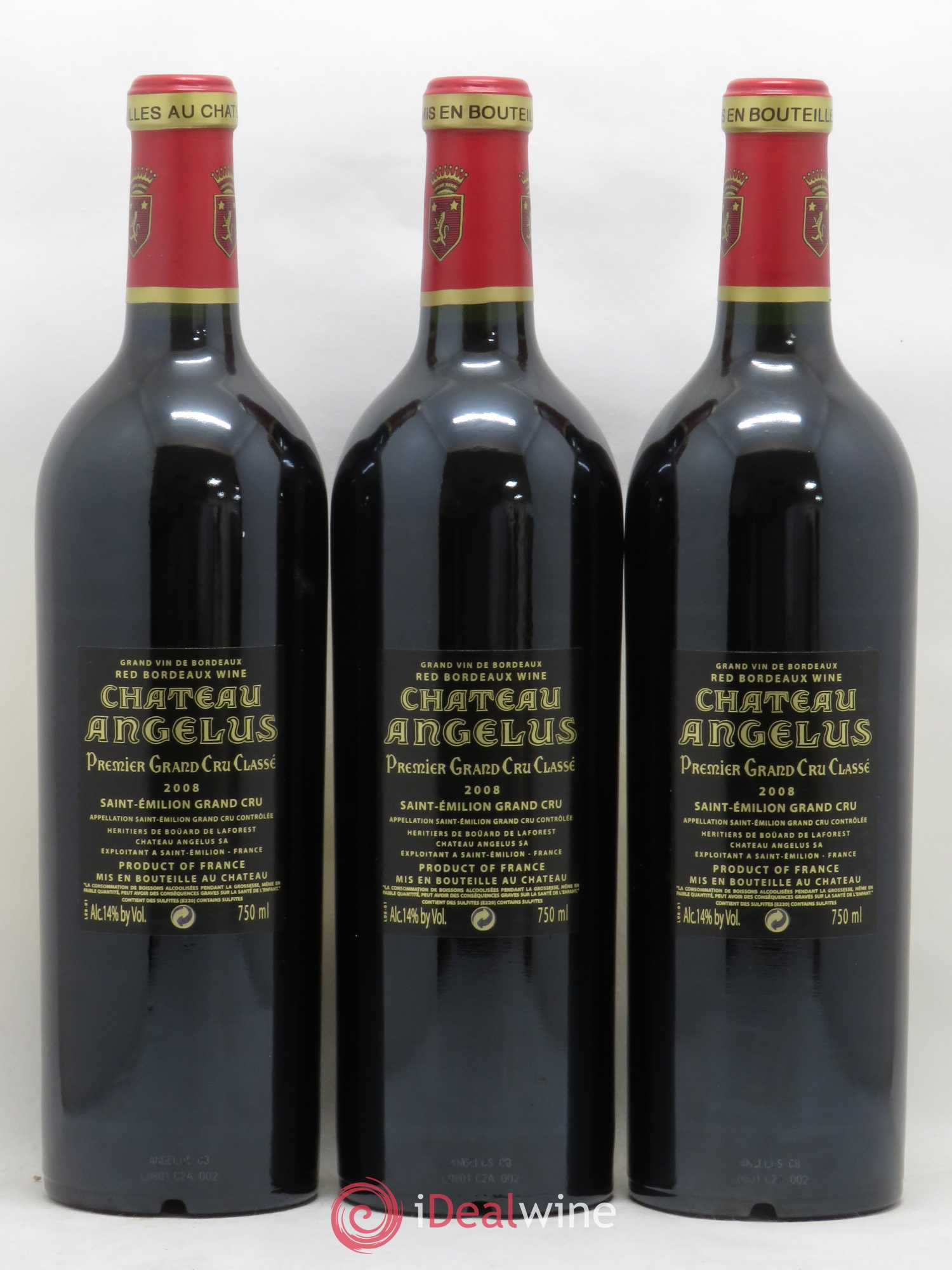 Château Angélus 1er Grand Cru Classé A 2008 - Lot de 3 bouteilles - 1