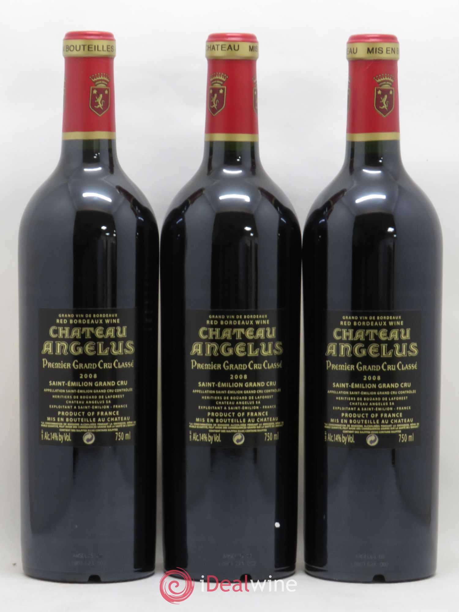 Château Angélus 1er Grand Cru Classé A 2008 - Lot de 3 bouteilles - 1