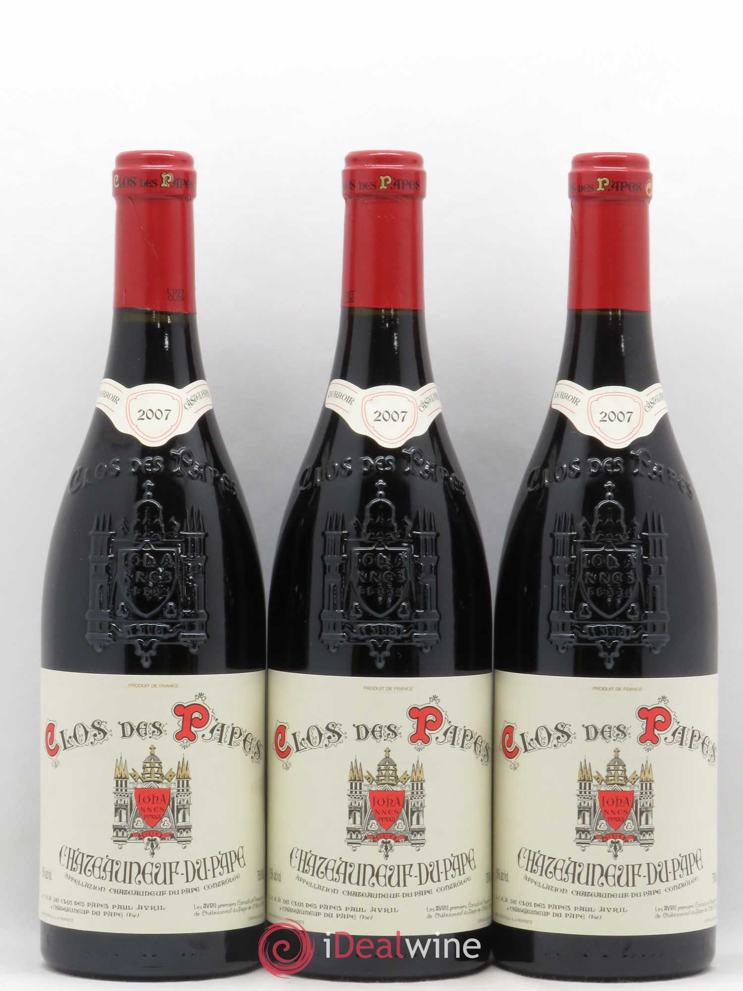 Châteauneuf-du-Pape Clos des Papes - Paul Avril 2007 - Lot de 3 bouteilles - 0
