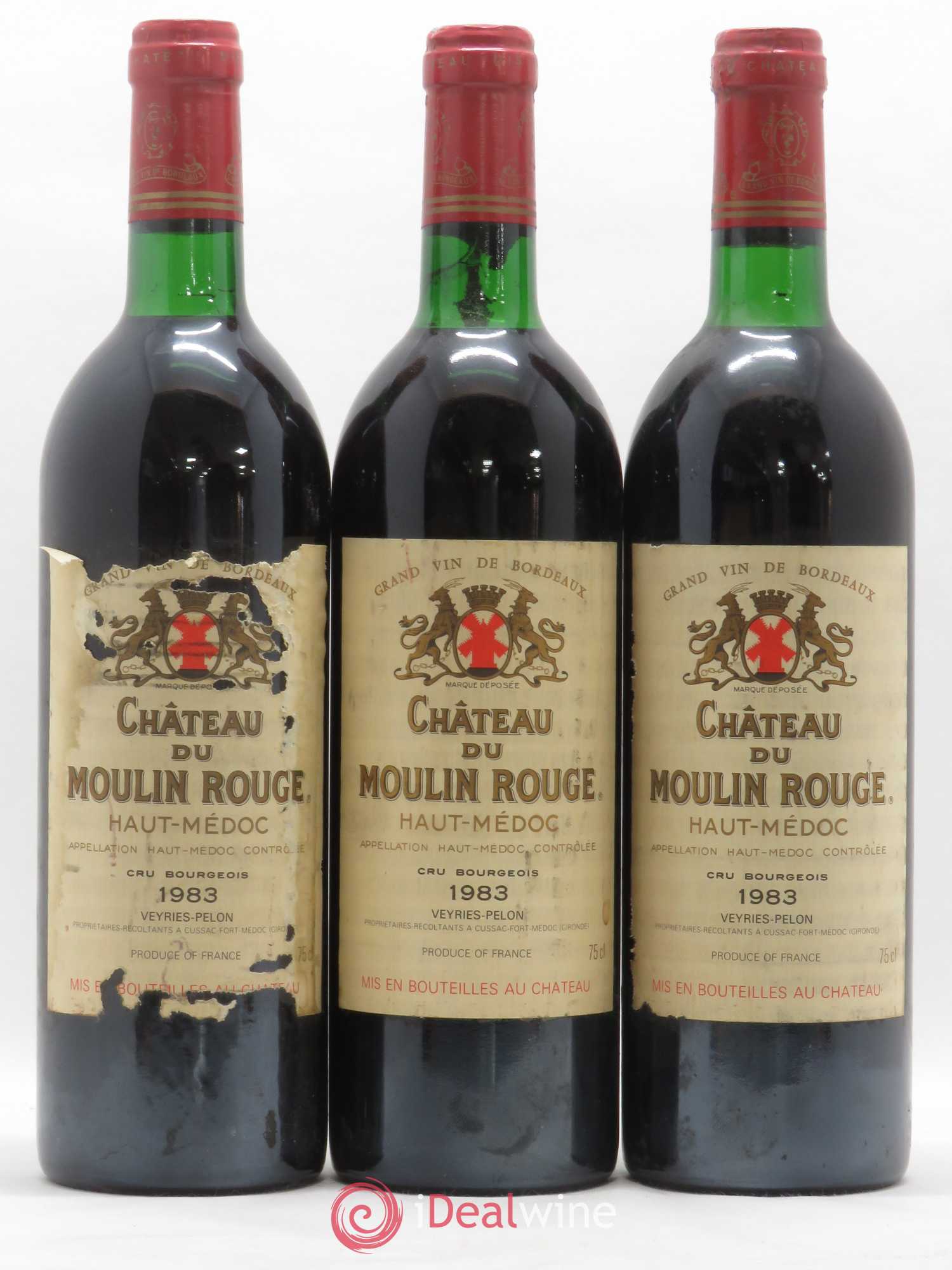 Château du Moulin Rouge Cru Bourgeois 1983 - Lot de 3 bouteilles - 0