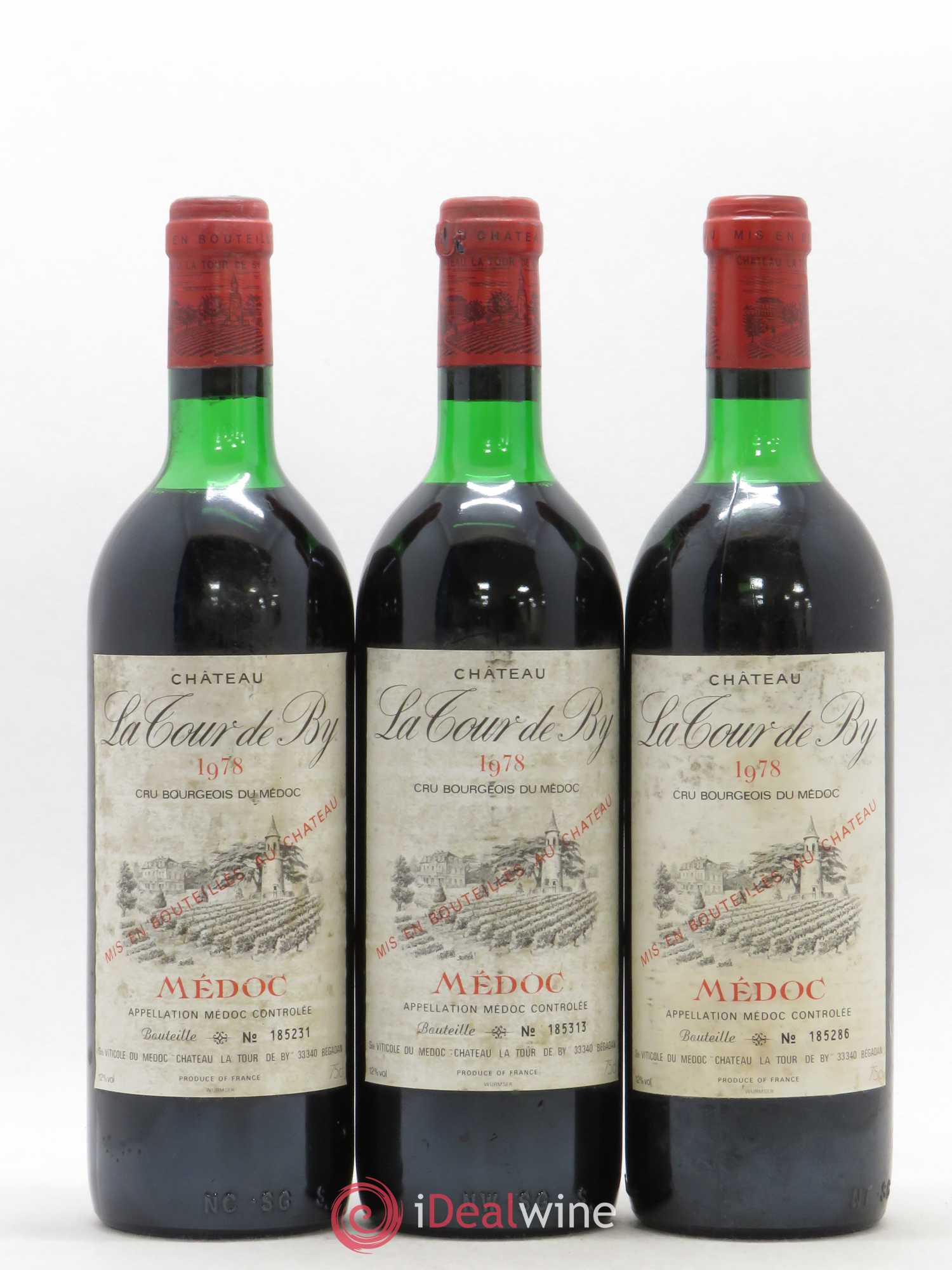 Château La Tour de By Cru Bourgeois 1978 - Lot de 3 bouteilles - 0