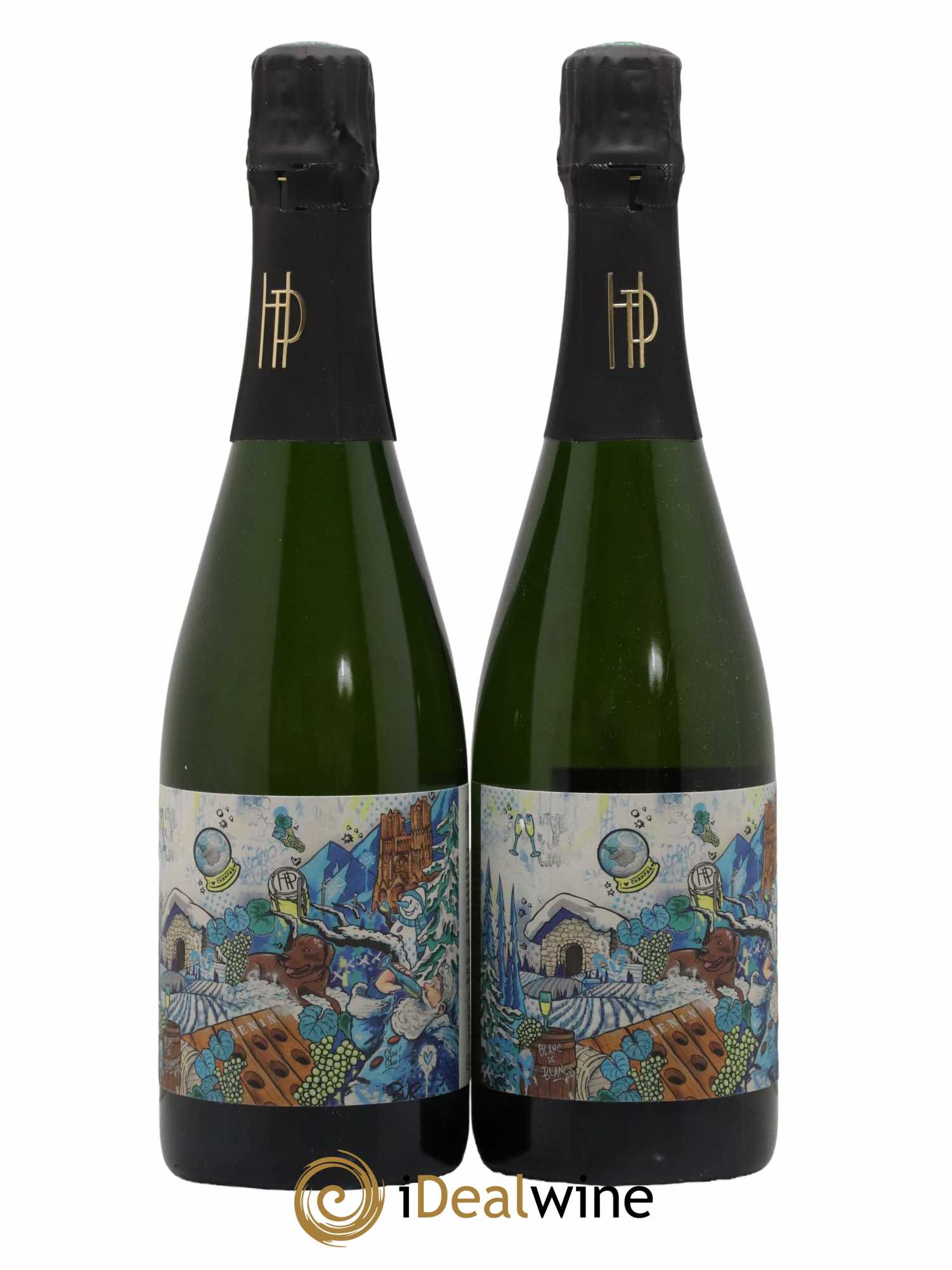 Champagne Henin Comme Neige Bur Artist - Lot of 2 bottles - 0