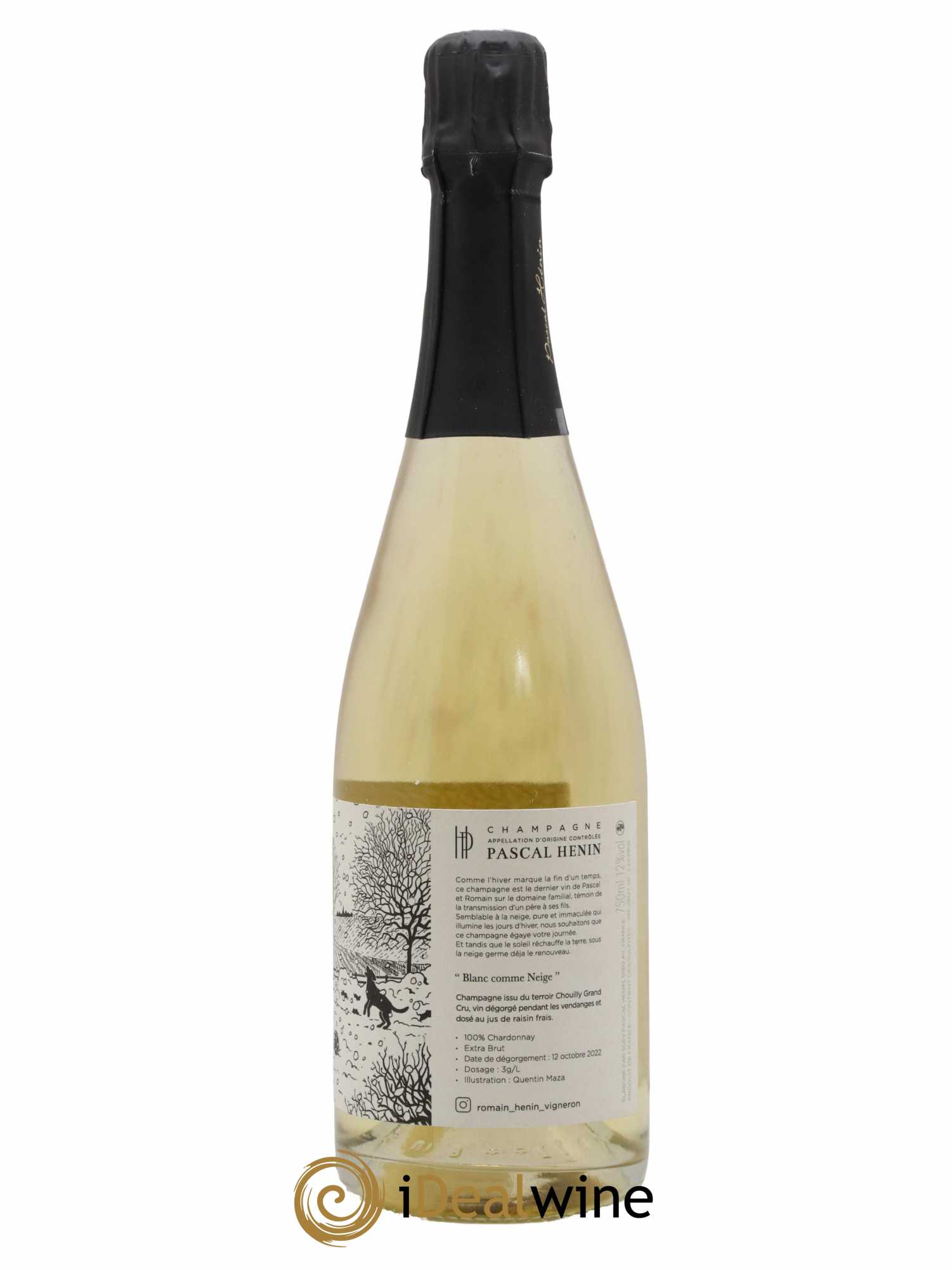 Champagne Romain Henin Blanc comme neige Quentin Maza - Lot de 1 bouteille - 1