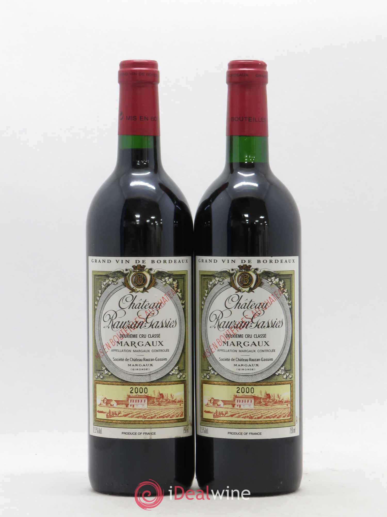 Château Rauzan-Gassies 2ème Grand Cru Classé 2000 - Lot de 2 bouteilles - 0