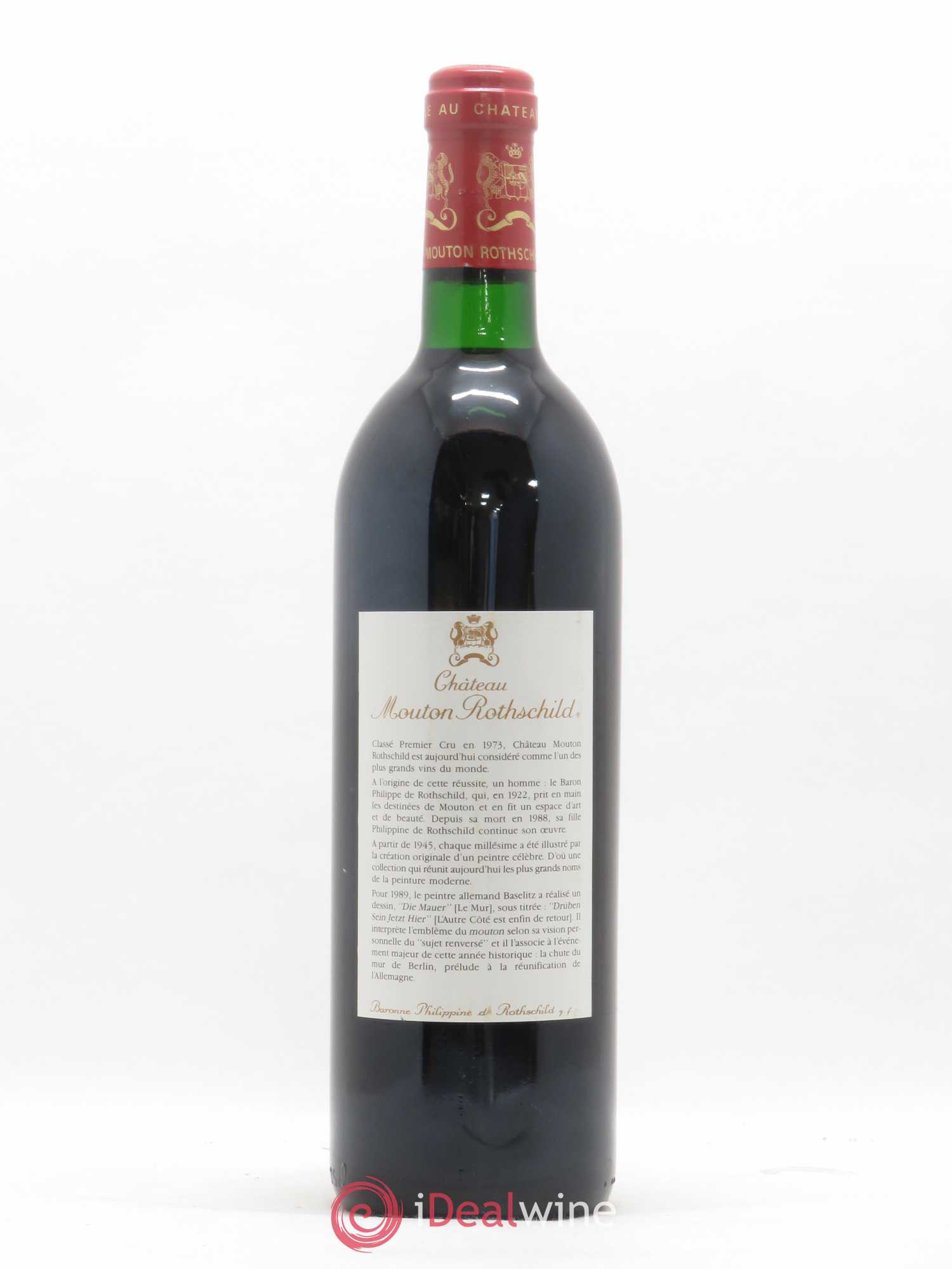 Château Mouton Rothschild 1er Grand Cru Classé 1989 - Lot de 1 bouteille - 1