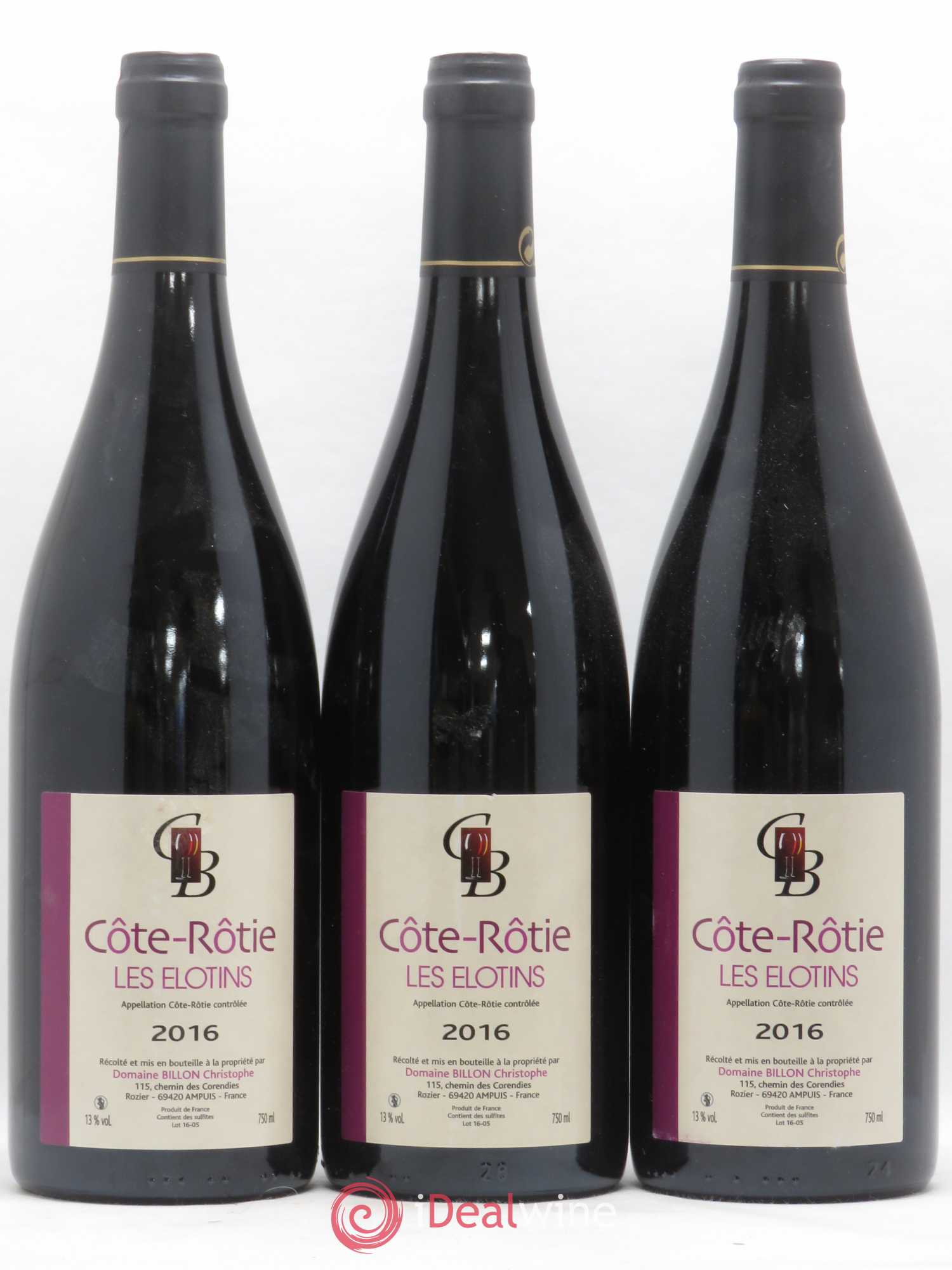 Côte-Rôtie Les Elotins Billon 2016 - Posten von 3 Flaschen - 0