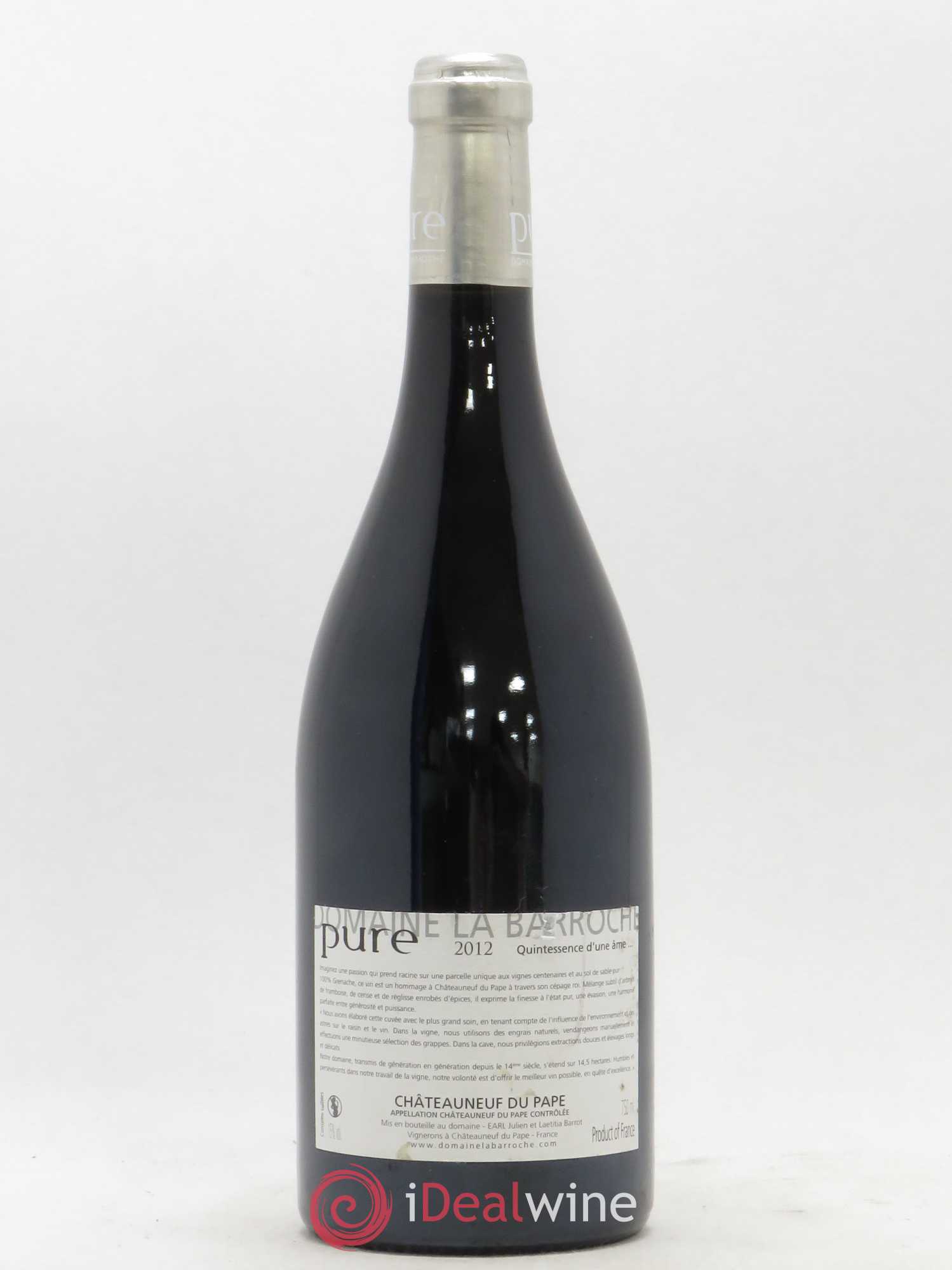 Châteauneuf-du-Pape Cuvée Pure Domaine La Barroche 2012 - Lot de 1 bouteille - 1