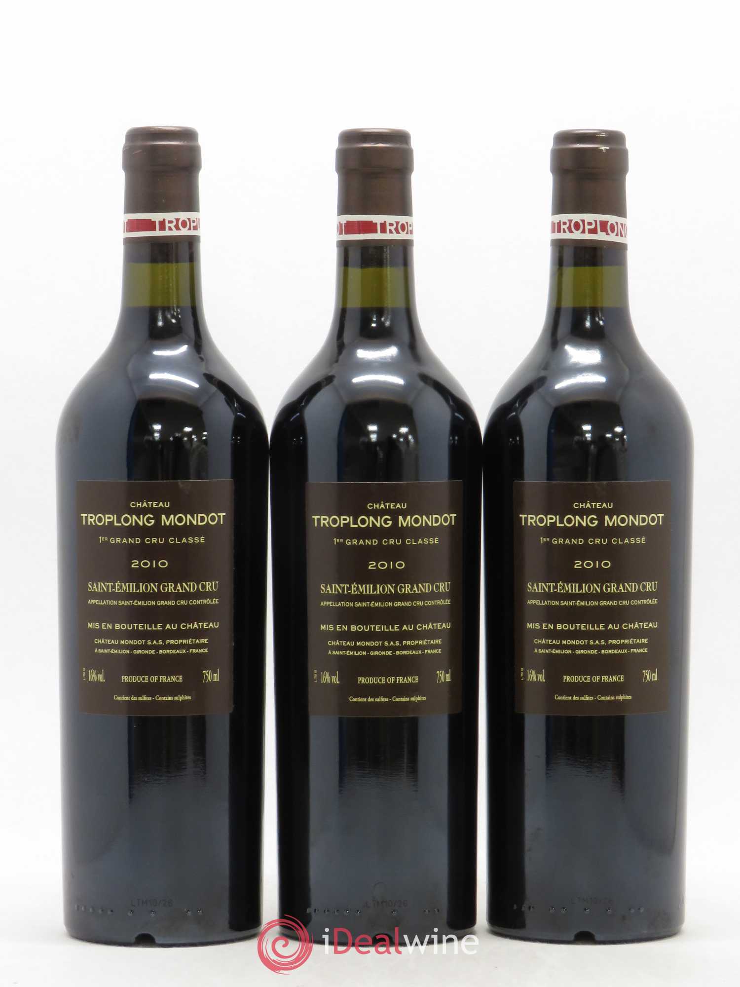 Château Troplong Mondot 1er Grand Cru Classé B 2010 - Lot de 3 bouteilles - 1