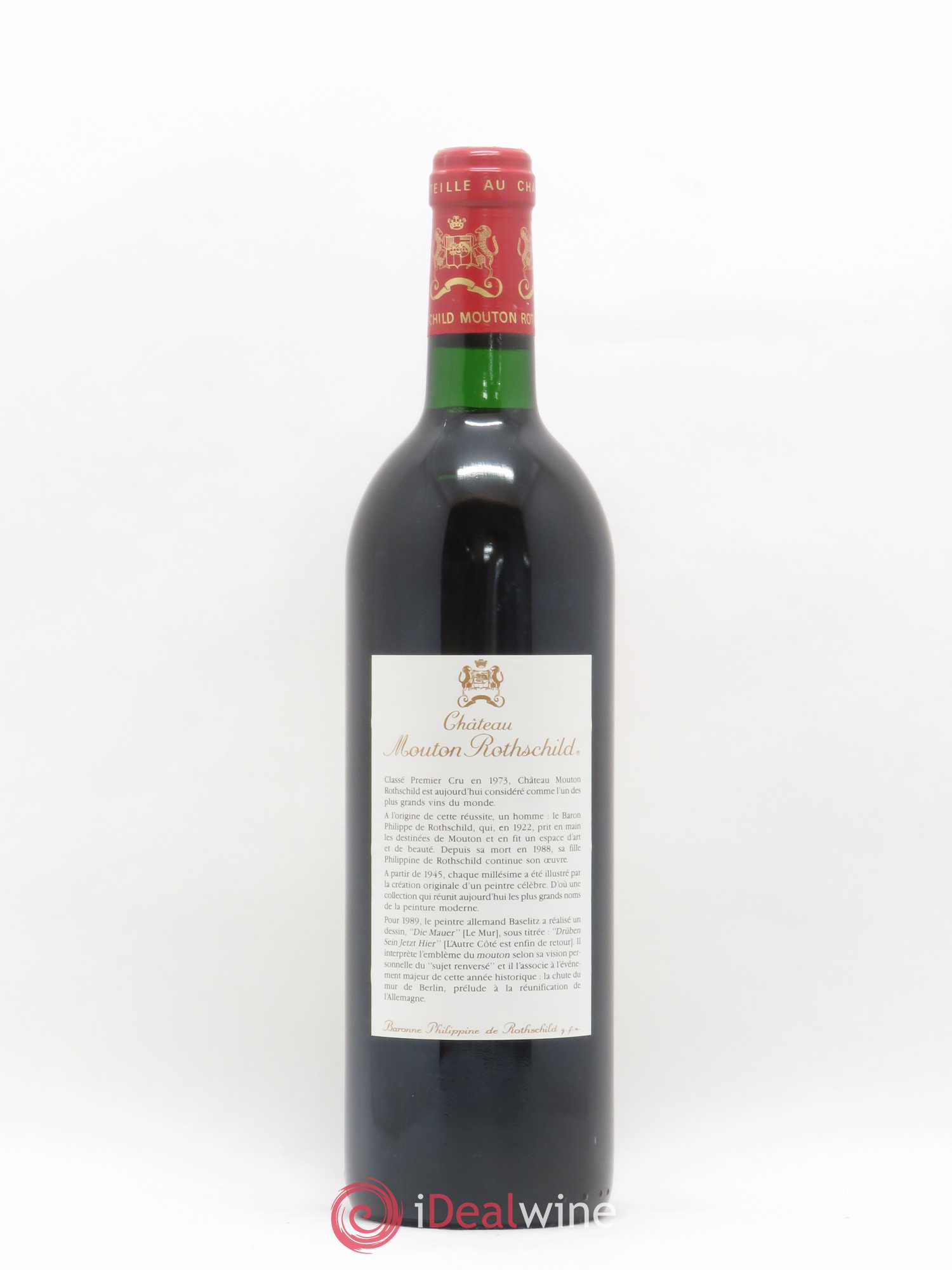 Château Mouton Rothschild 1er Grand Cru Classé 1989 - Lot de 1 bouteille - 1