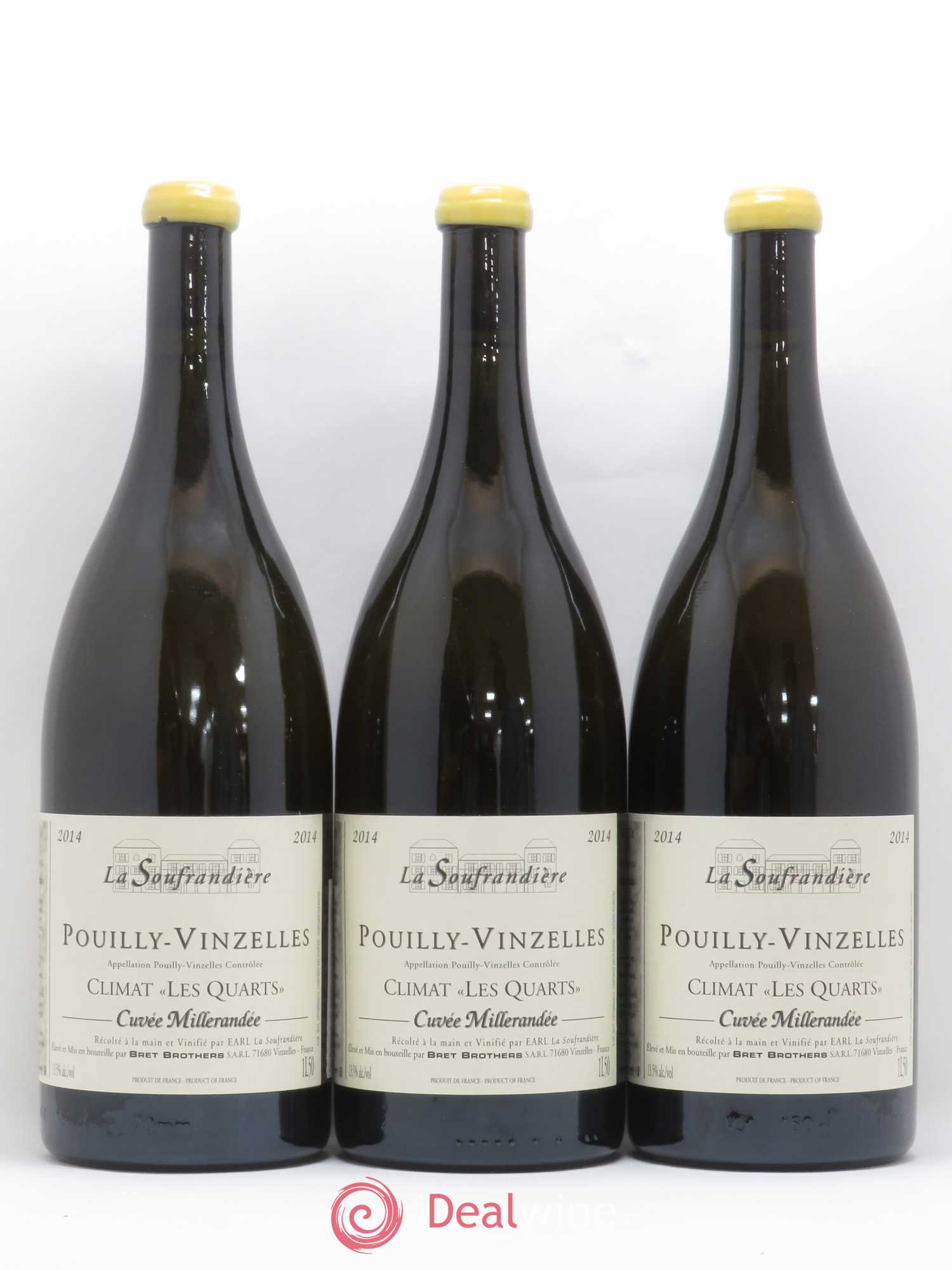 Pouilly-Vinzelles Les Quarts La Soufrandière - Bret Brothers Cuvée Millerandée 2014 - Lot de 3 magnums - 0