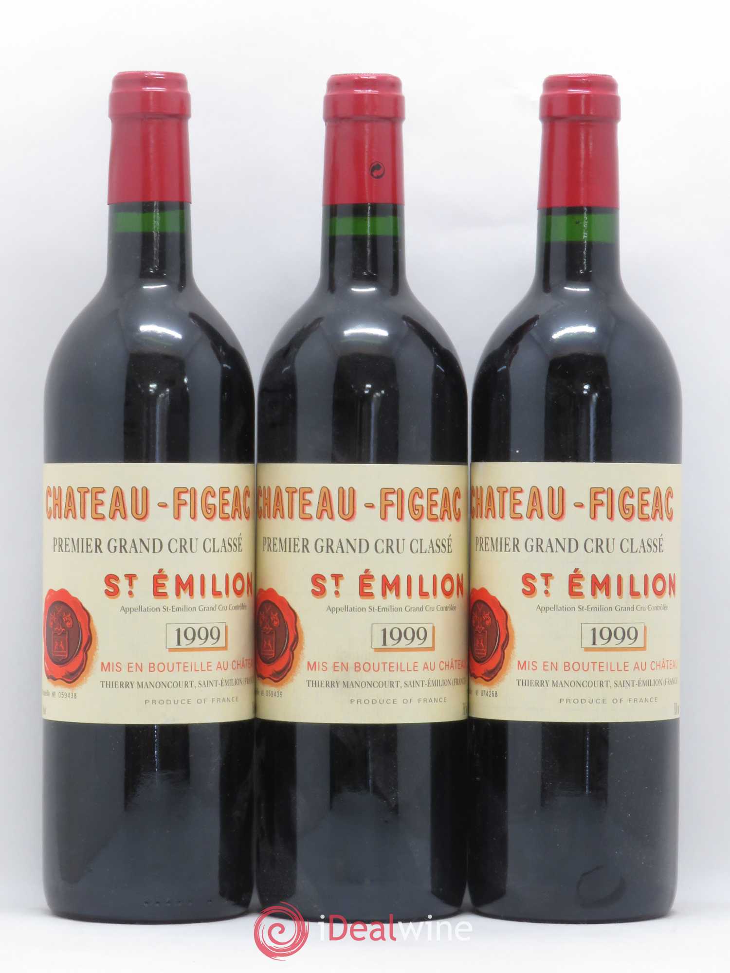 Château Figeac 1er Grand Cru Classé A 1999 - Lot de 3 bouteilles - 0