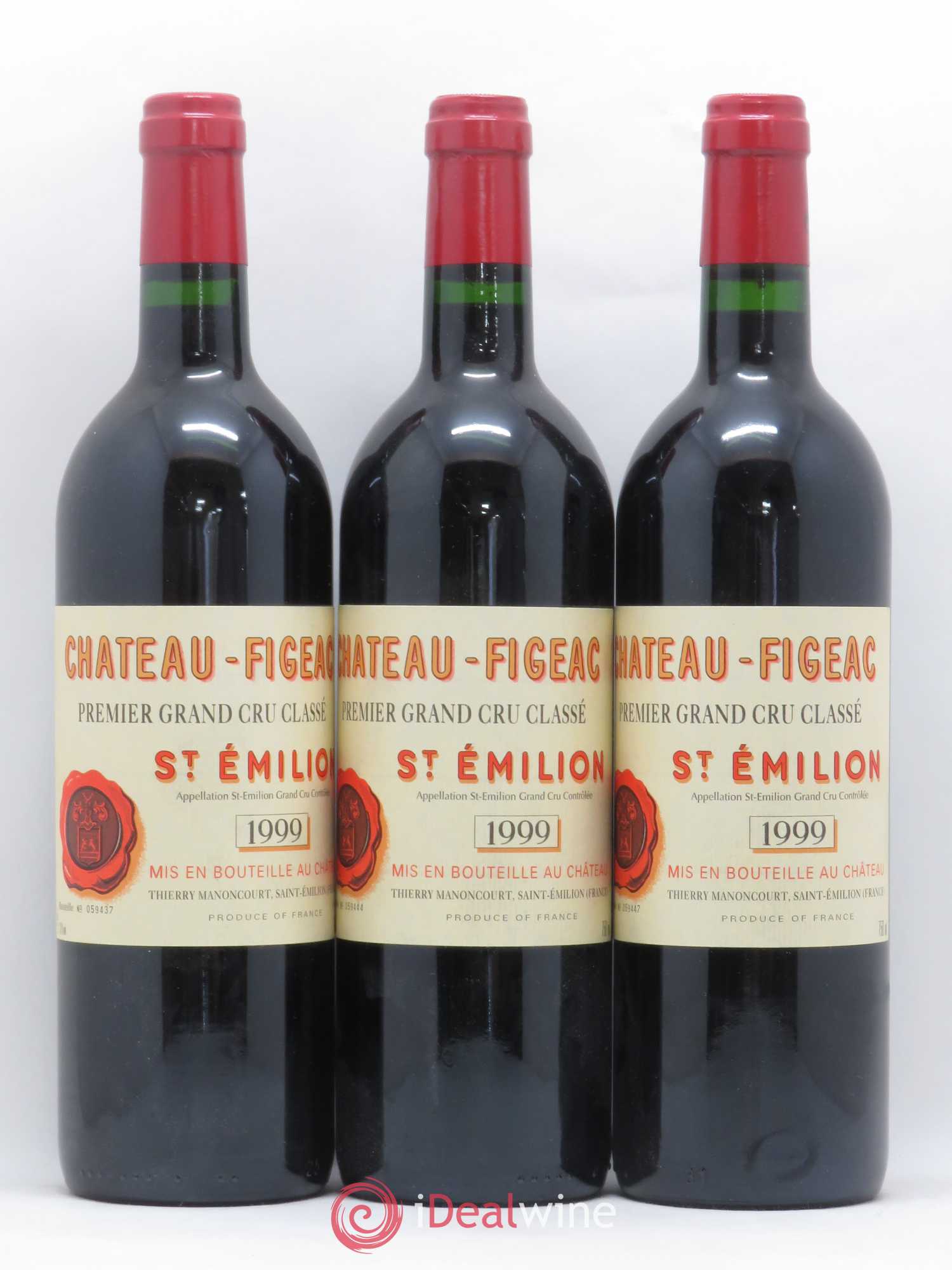 Château Figeac 1er Grand Cru Classé A 1999 - Lot de 3 bouteilles - 0