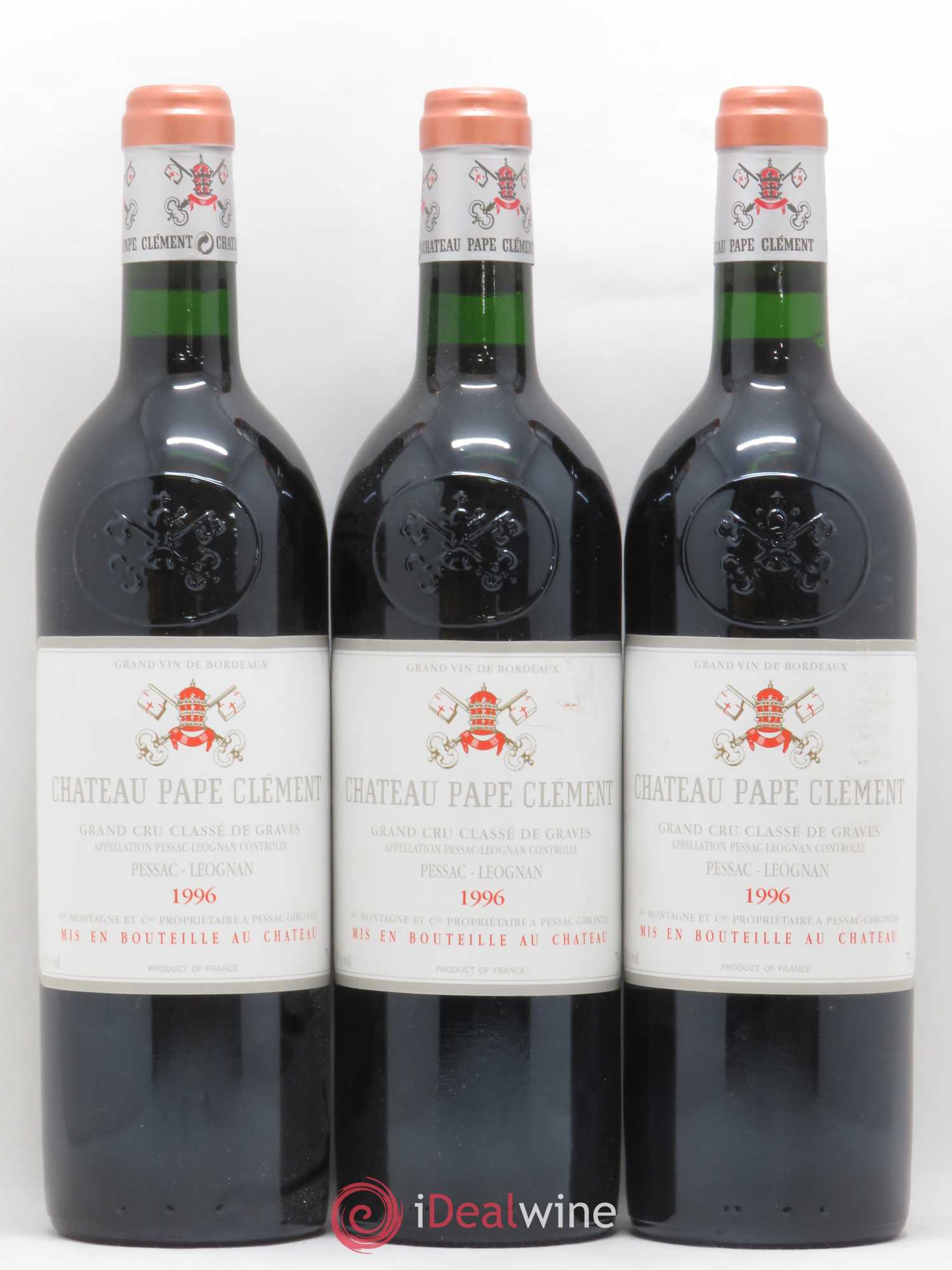 Château Pape Clément Cru Classé de Graves 1996 - Lot de 3 bouteilles - 0