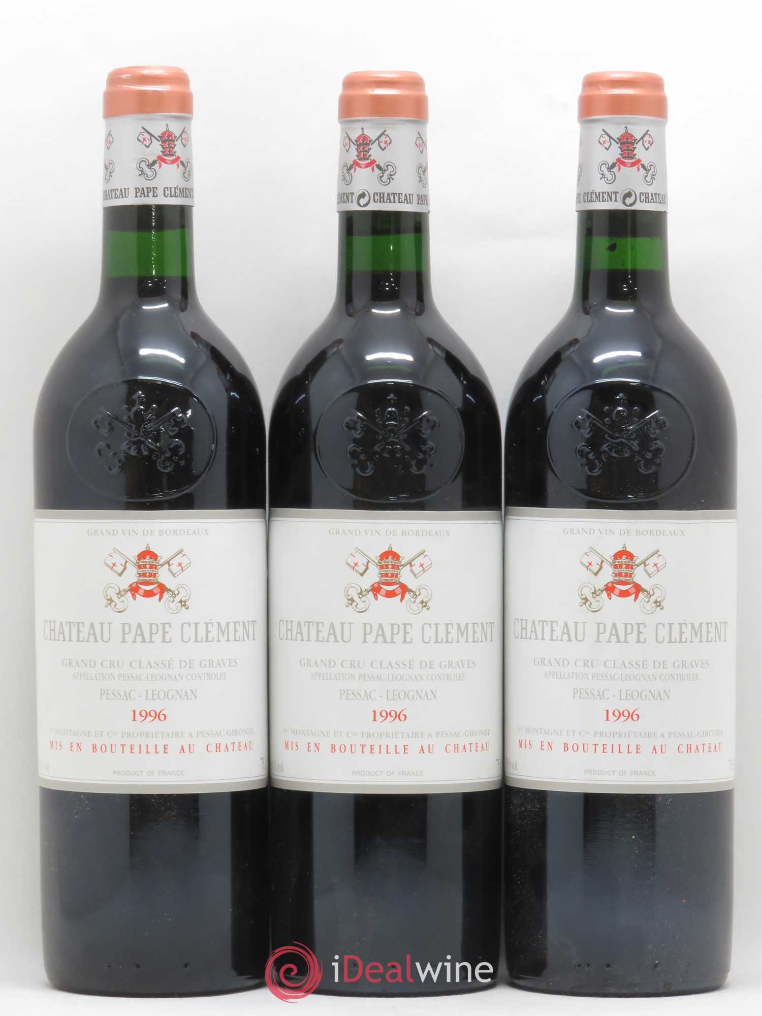 Château Pape Clément Cru Classé de Graves 1996 - Lot de 3 bouteilles - 0