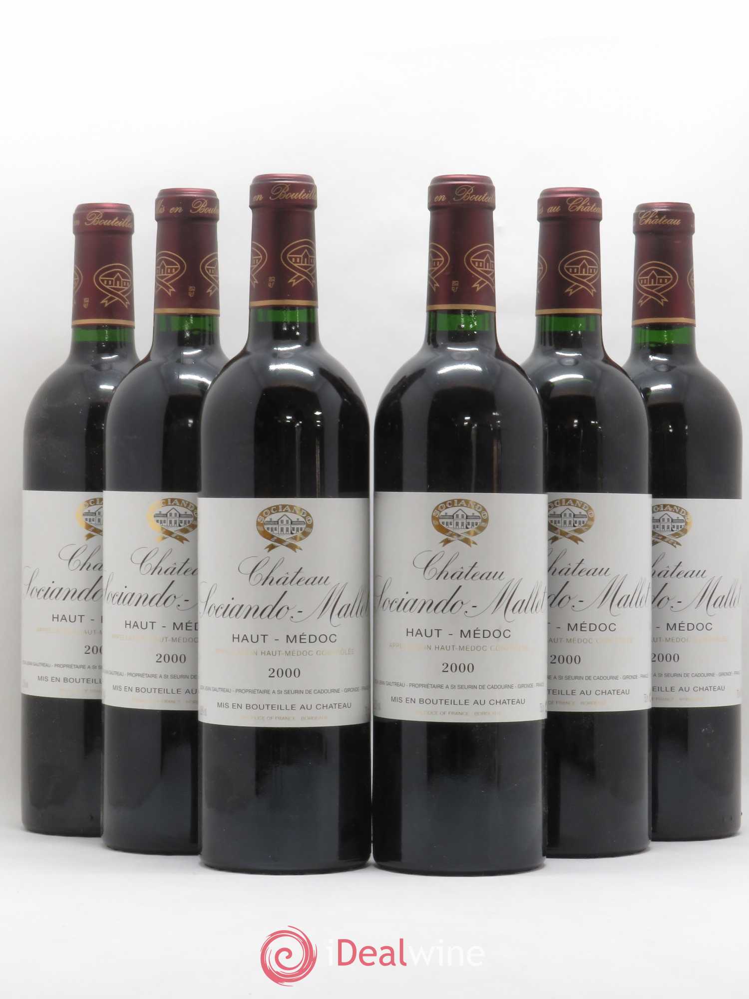 Château Sociando Mallet 2000 - Lot de 6 bouteilles - 0