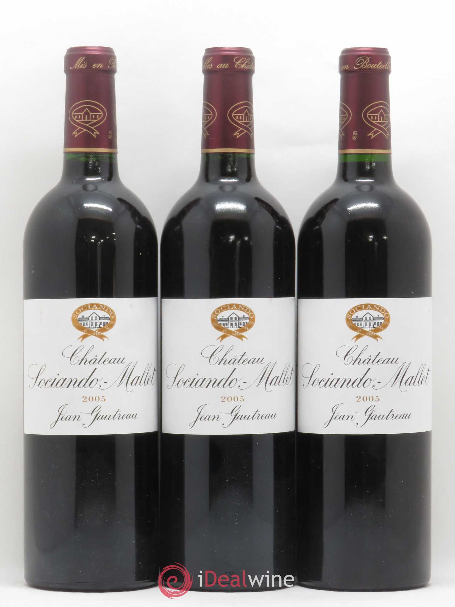 Château Sociando Mallet 2005 - Lot de 3 bouteilles - 0