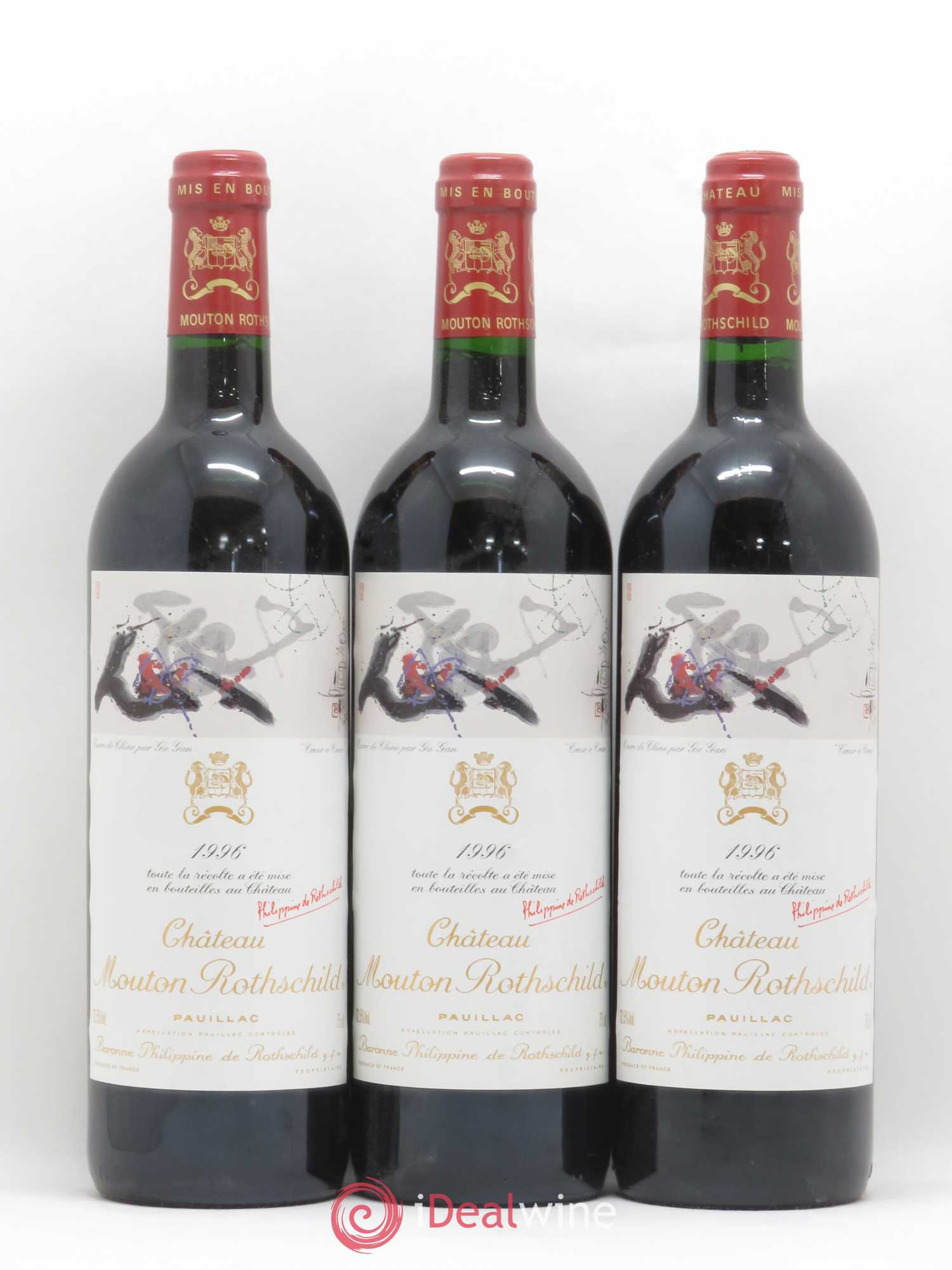 Château Mouton Rothschild 1er Grand Cru Classé 1996 - Lot de 3 bouteilles - 0