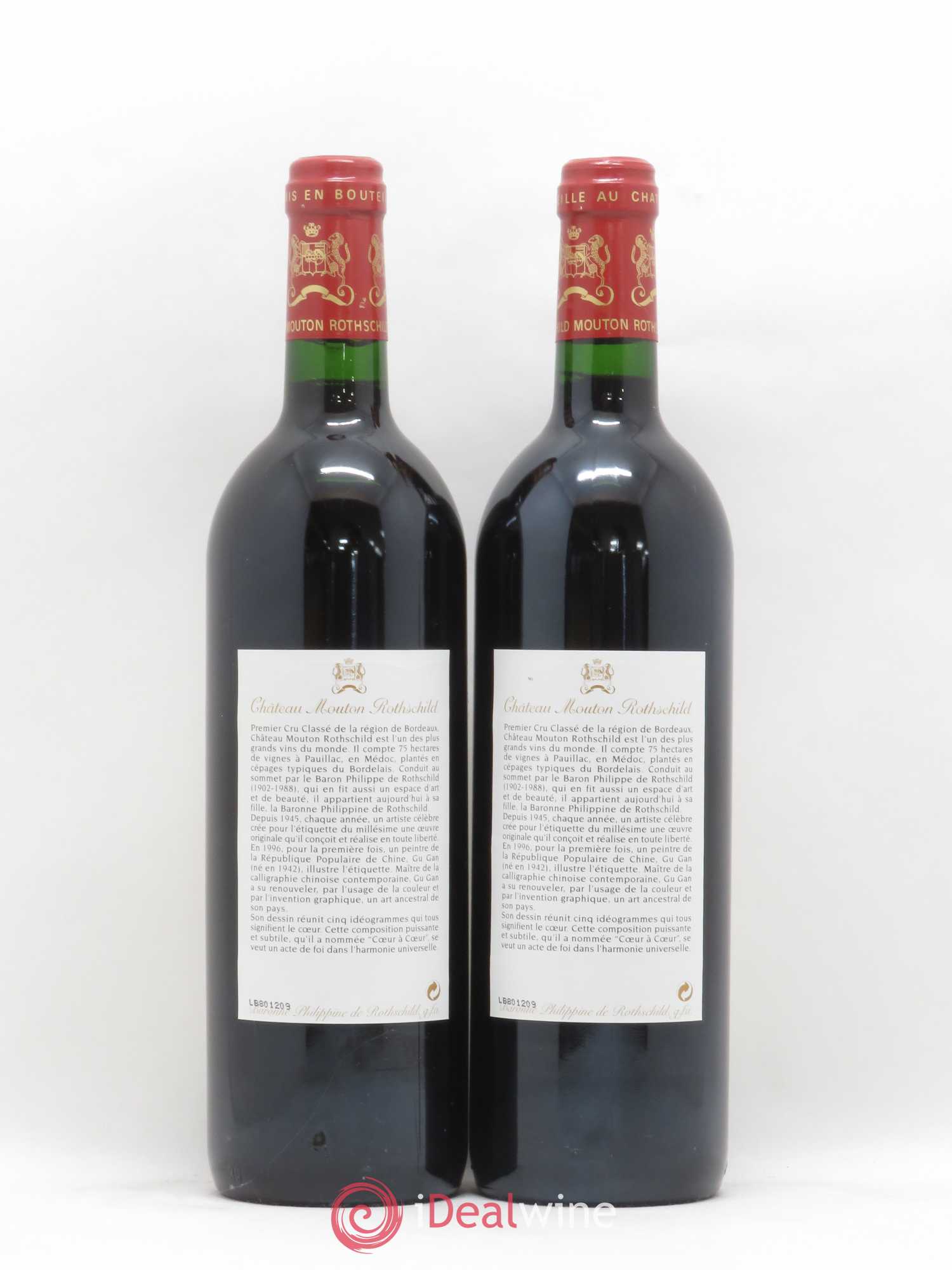 Château Mouton Rothschild 1er Grand Cru Classé 1996 - Lot de 2 bouteilles - 1