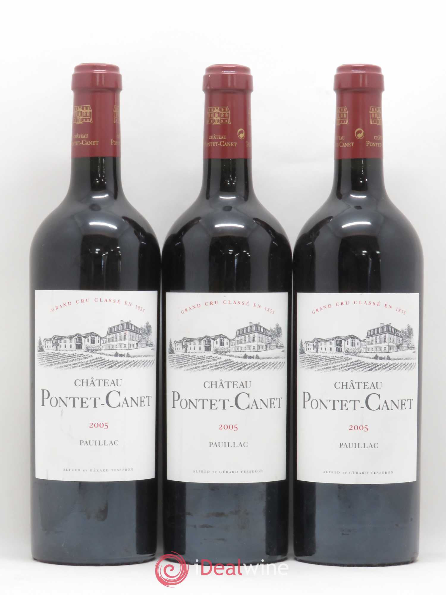 Château Pontet Canet 5ème Grand Cru Classé 2005 - Lot de 3 bouteilles - 0