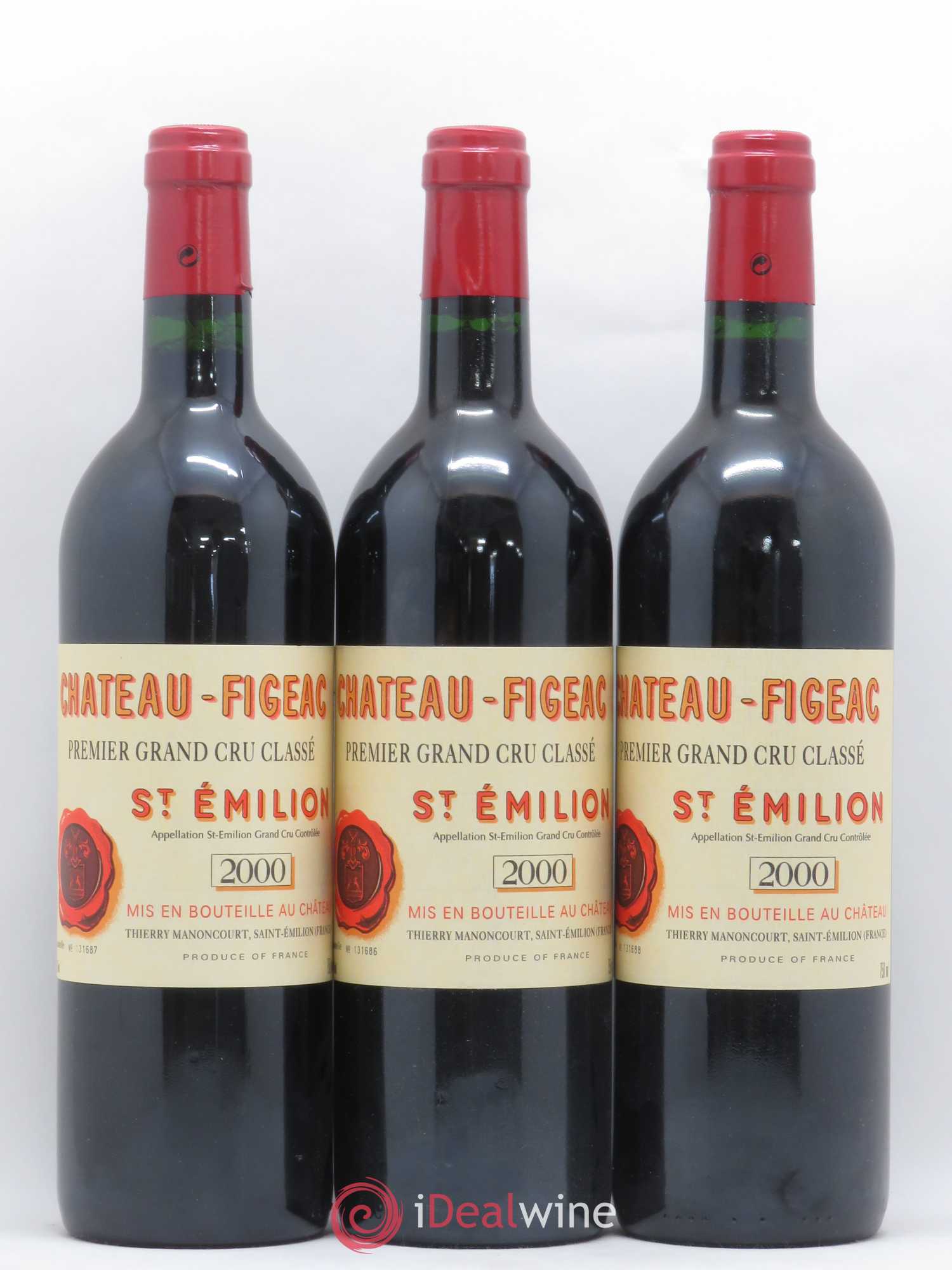 Château Figeac 1er Grand Cru Classé A 2000 - Lot de 3 bouteilles - 0