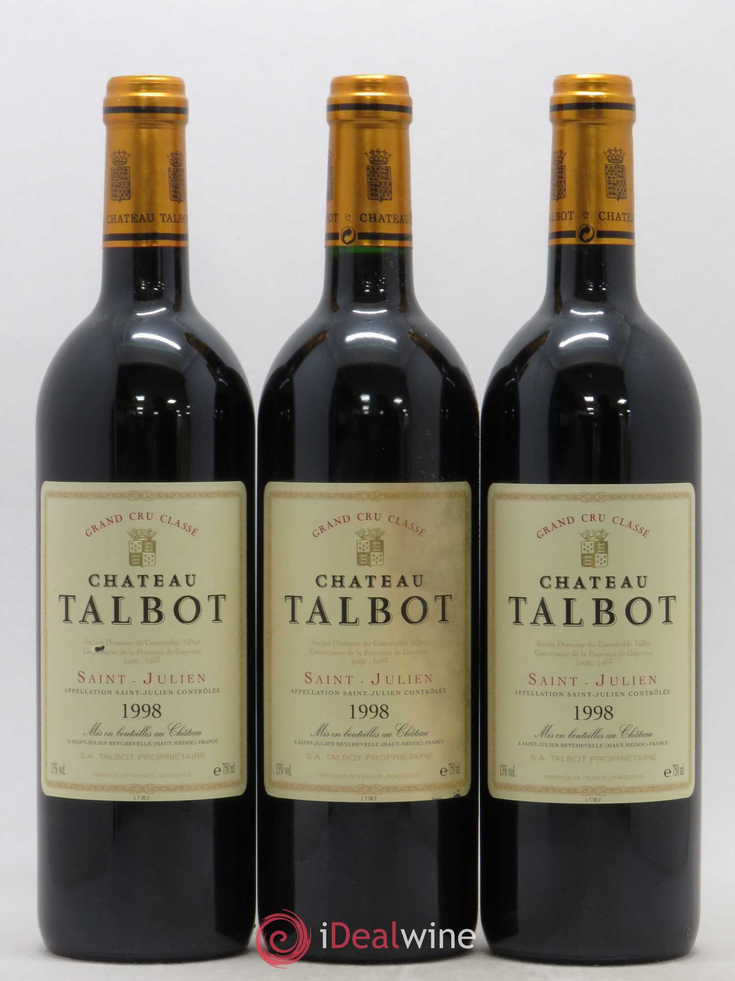Château Talbot 4ème Grand Cru Classé 1998 - Lot de 12 bouteilles - 1