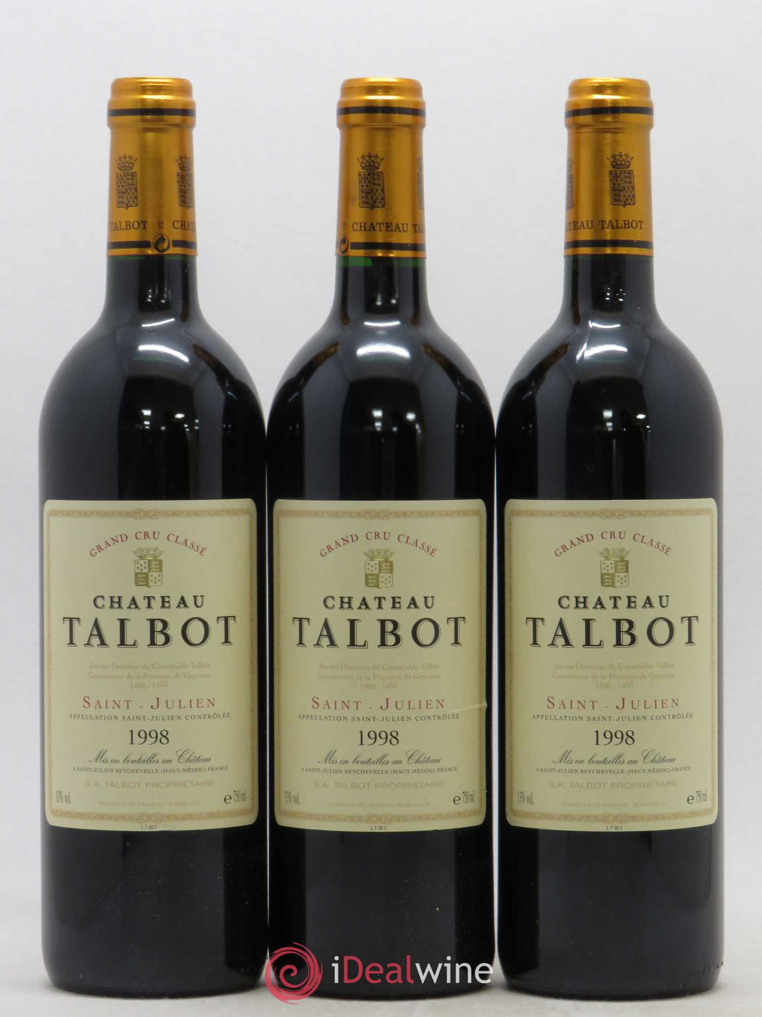 Château Talbot 4ème Grand Cru Classé 1998 - Lot de 12 bouteilles - 4