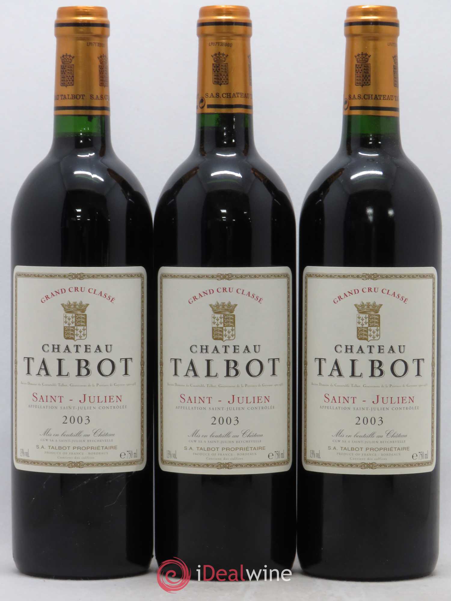 Château Talbot 4ème Grand Cru Classé 2003 - Lot de 12 bouteilles - 1
