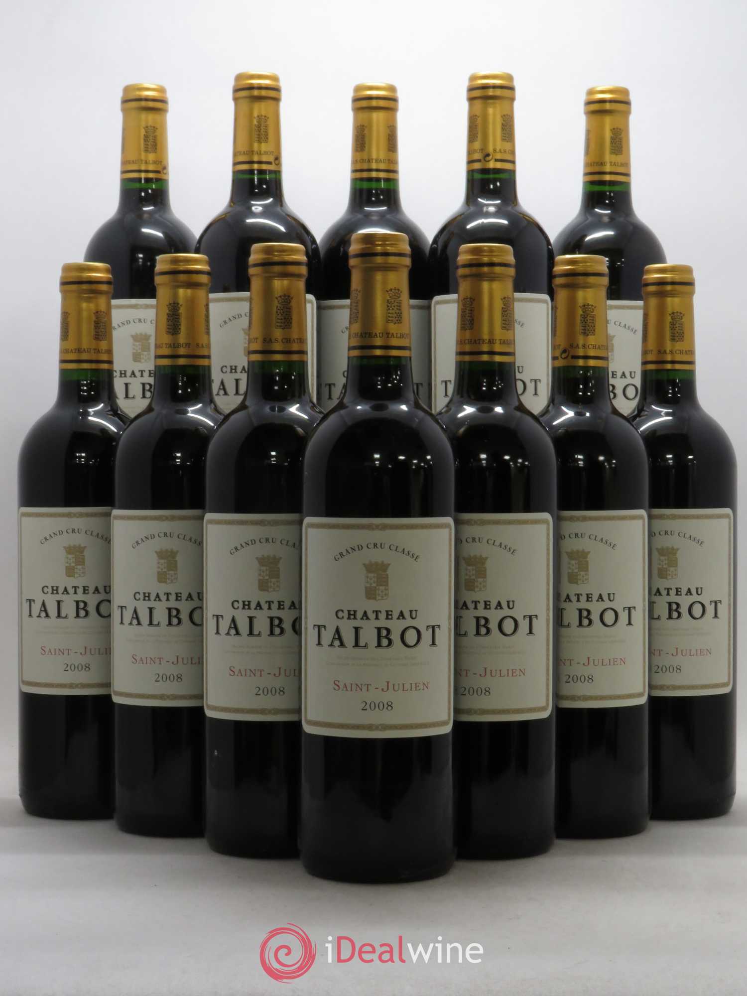 Château Talbot 4ème Grand Cru Classé 2008 - Lot de 12 bouteilles - 0
