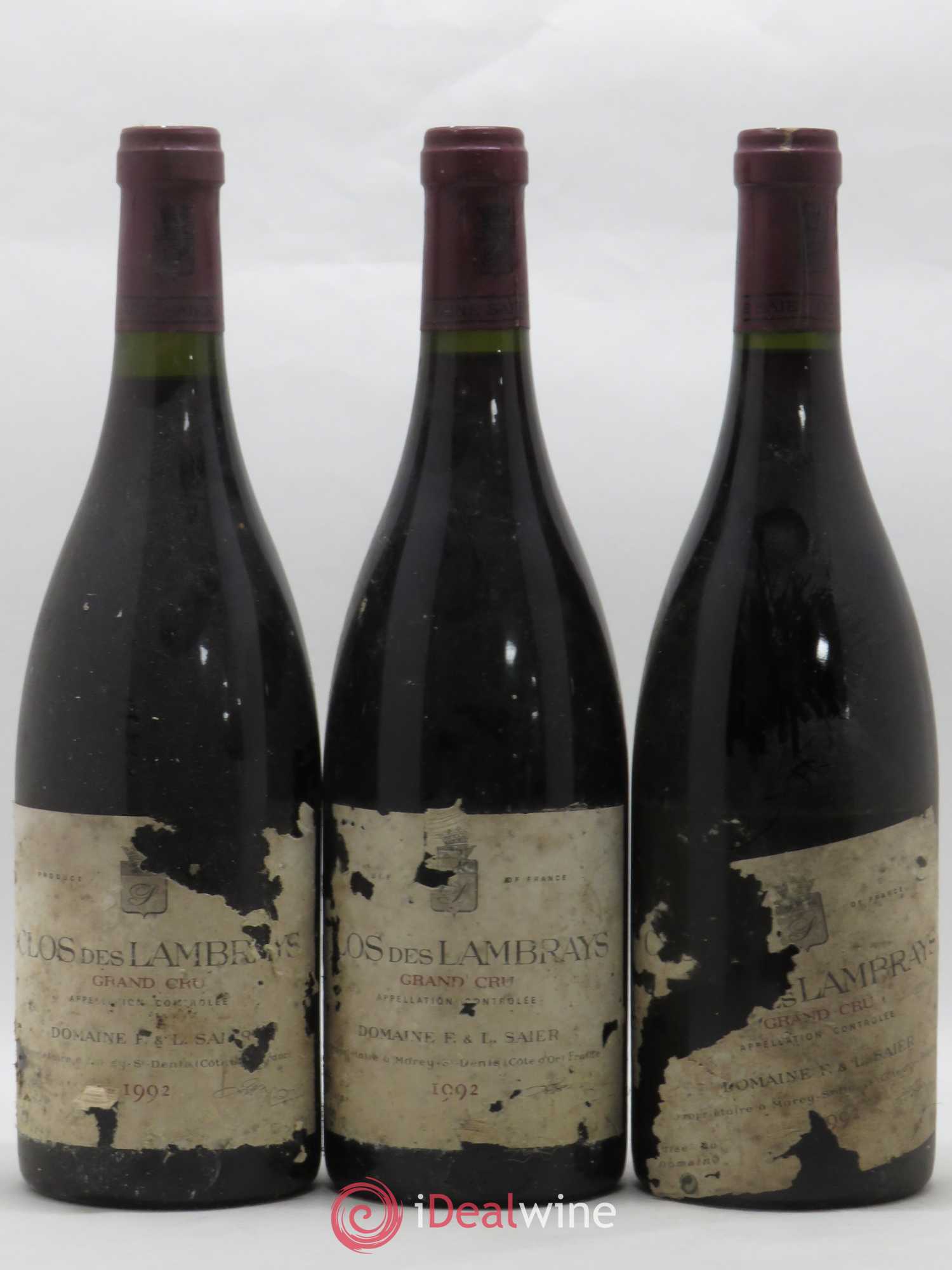 Clos des Lambrays Grand Cru Domaine des Lambrays 1992 - Lot de 3 bouteilles - 0