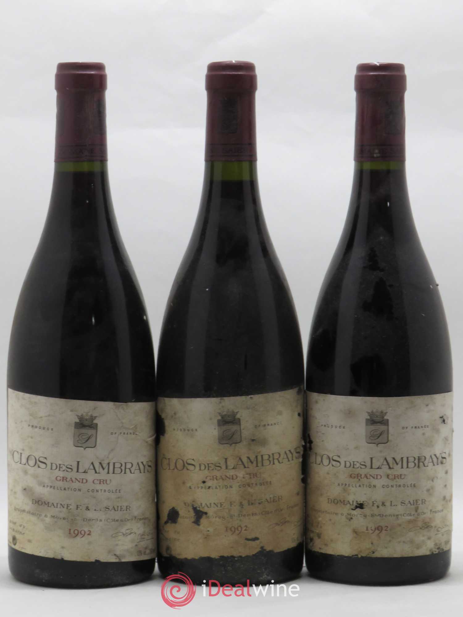 Clos des Lambrays Grand Cru Domaine des Lambrays 1992 - Lot de 3 bouteilles - 0