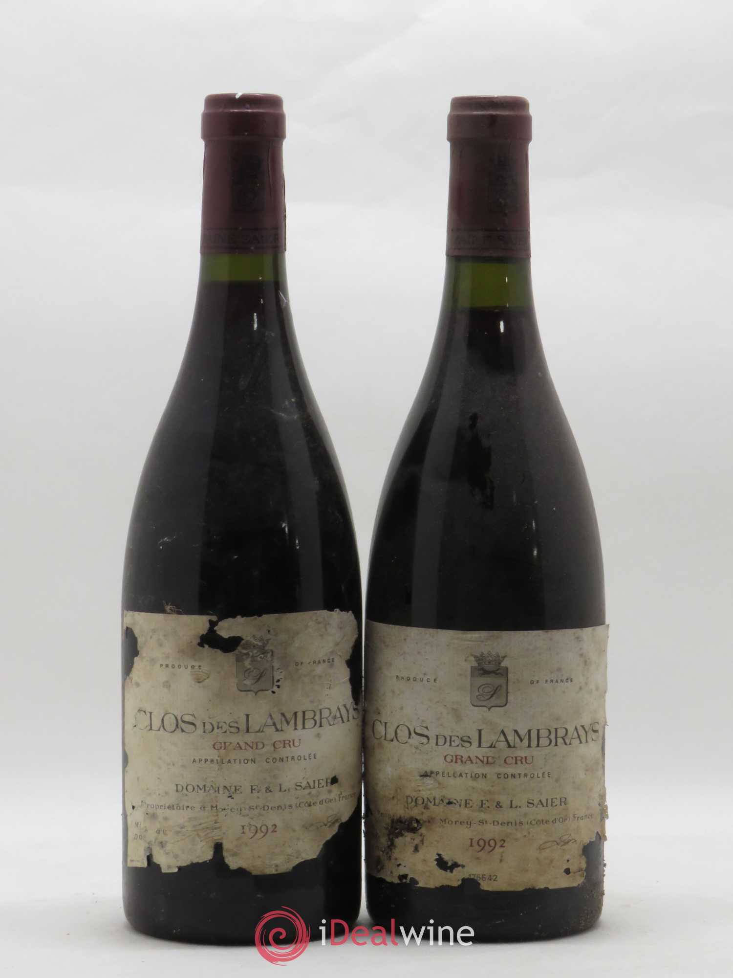 Clos des Lambrays Grand Cru Domaine des Lambrays 1992 - Lot de 2 bouteilles - 0