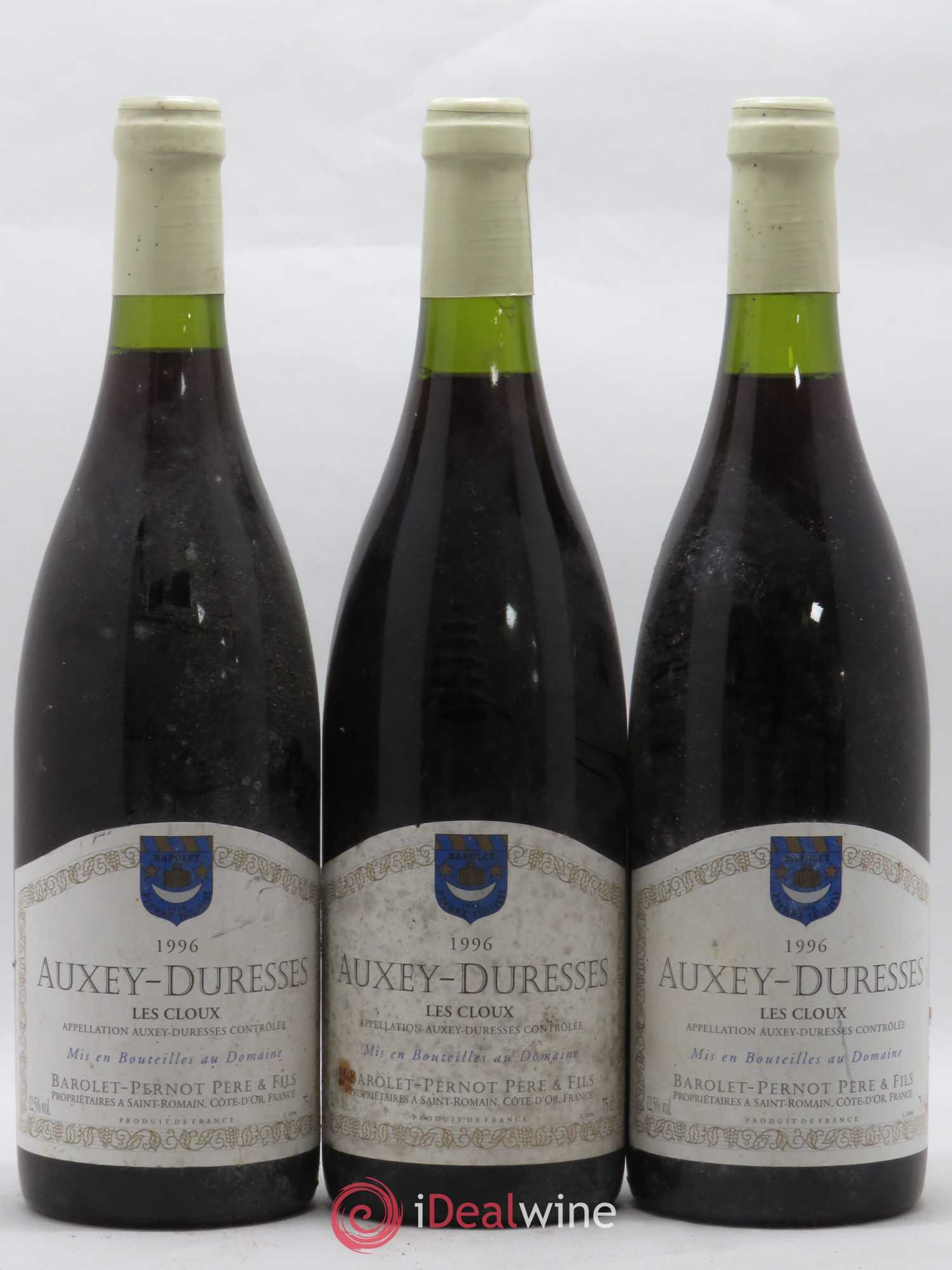 Auxey-Duresses Les Cloux Domaine Barolet pernot 1996 - Posten von 3 Flaschen - 0