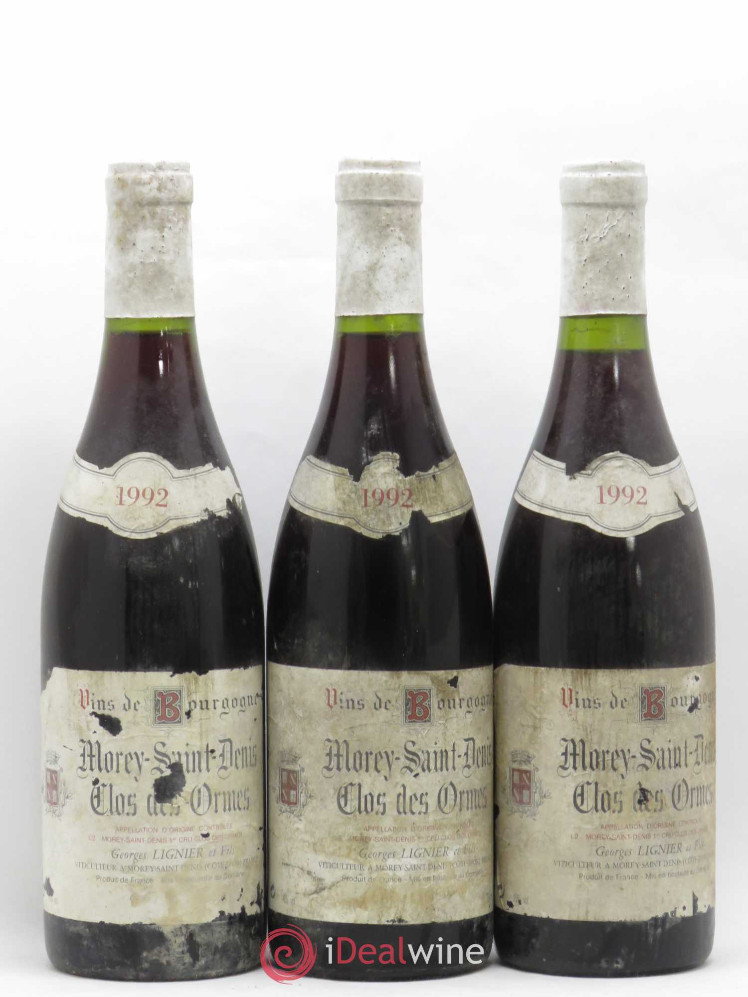 Morey-Saint-Denis 1er Cru Clos des Ormes Georges Lignier (Domaine) 1992 - Lot de 3 bouteilles - 0