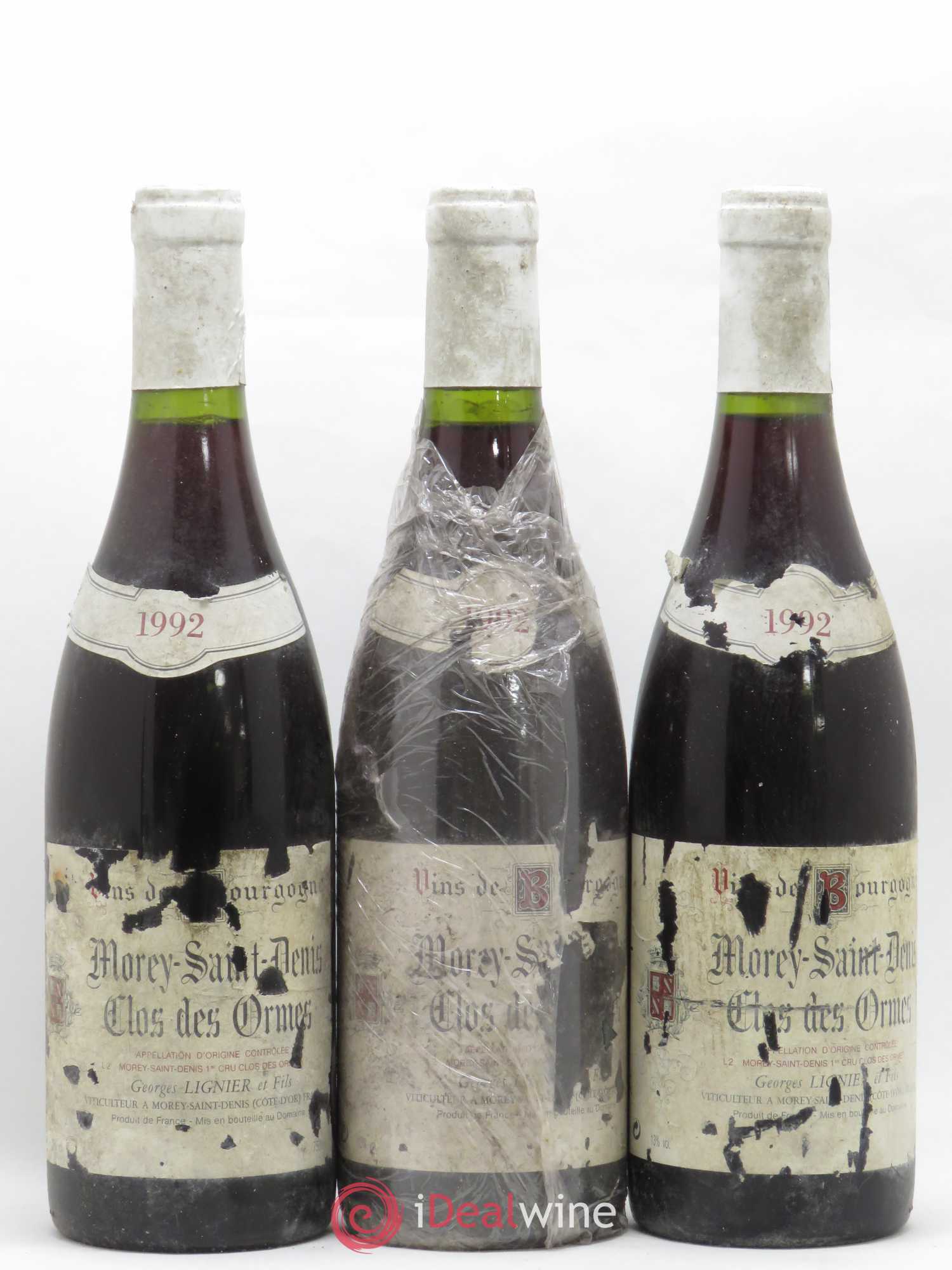 Morey-Saint-Denis 1er Cru Clos des Ormes Georges Lignier (Domaine) 1992 - Lot de 3 bouteilles - 0