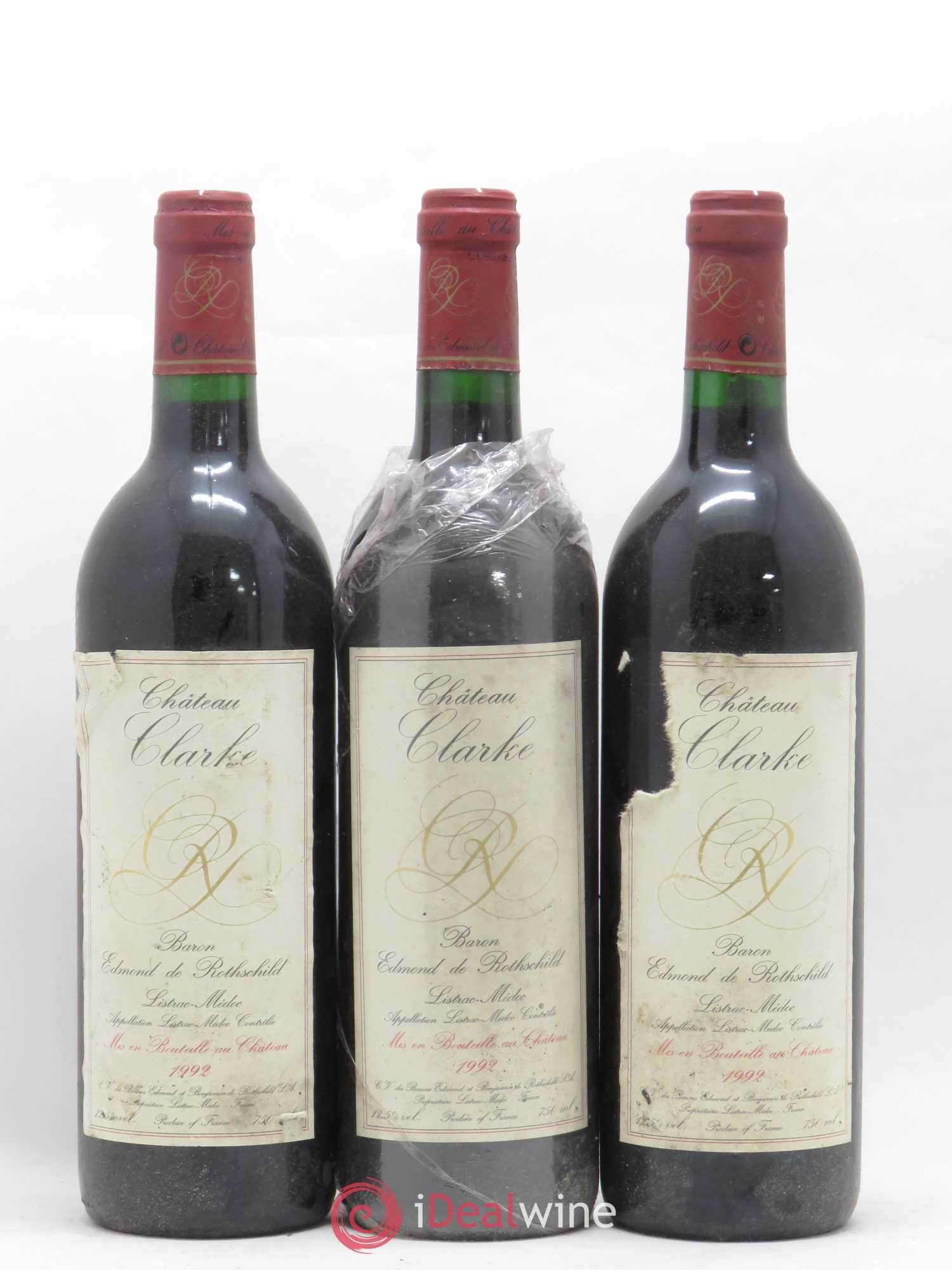 Château Clarke 1992 - Lot de 3 bouteilles - 0