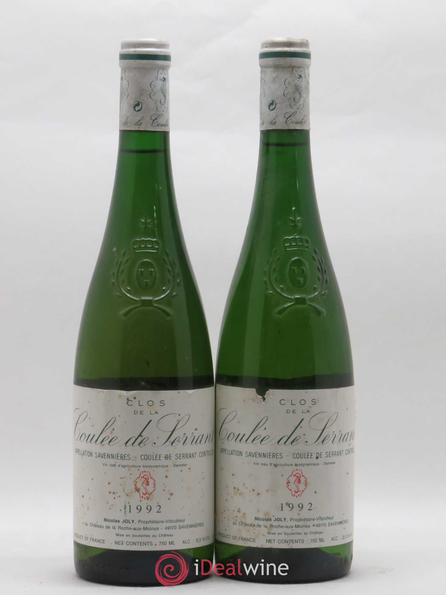 Savennières Clos de la Coulée de Serrant Vignobles de la Coulée de Serrant - Nicolas Joly 1992 - Lot de 2 bouteilles - 0