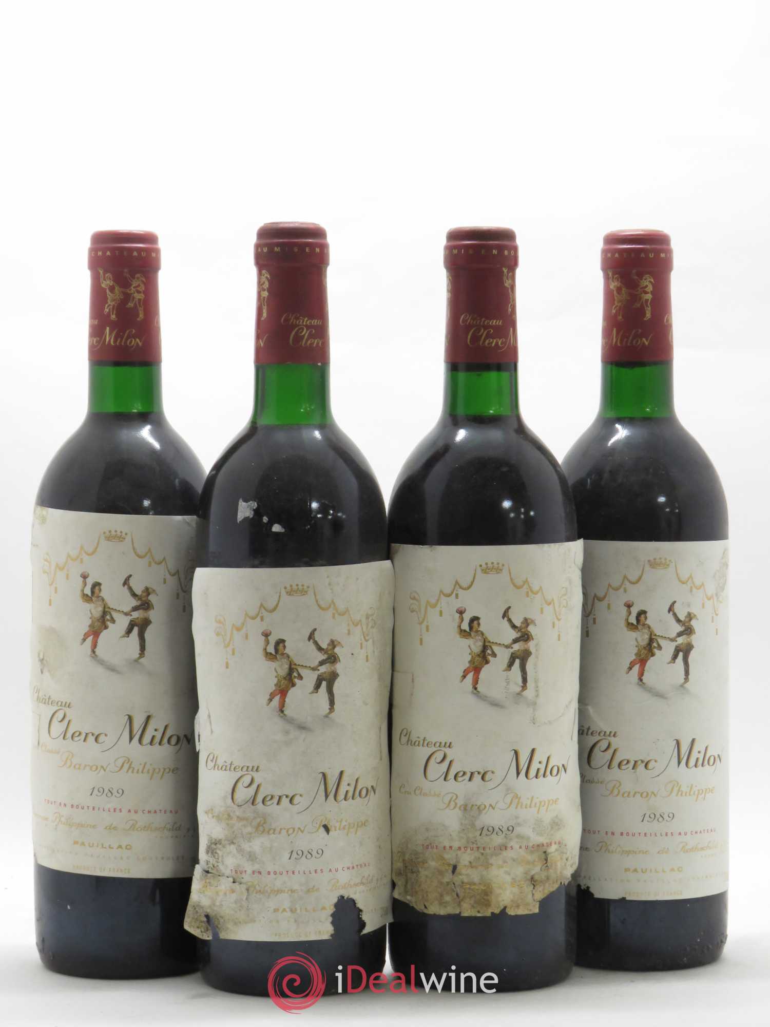 Château Clerc Milon 5ème Grand Cru Classé 1989 - Lot de 4 bouteilles - 0