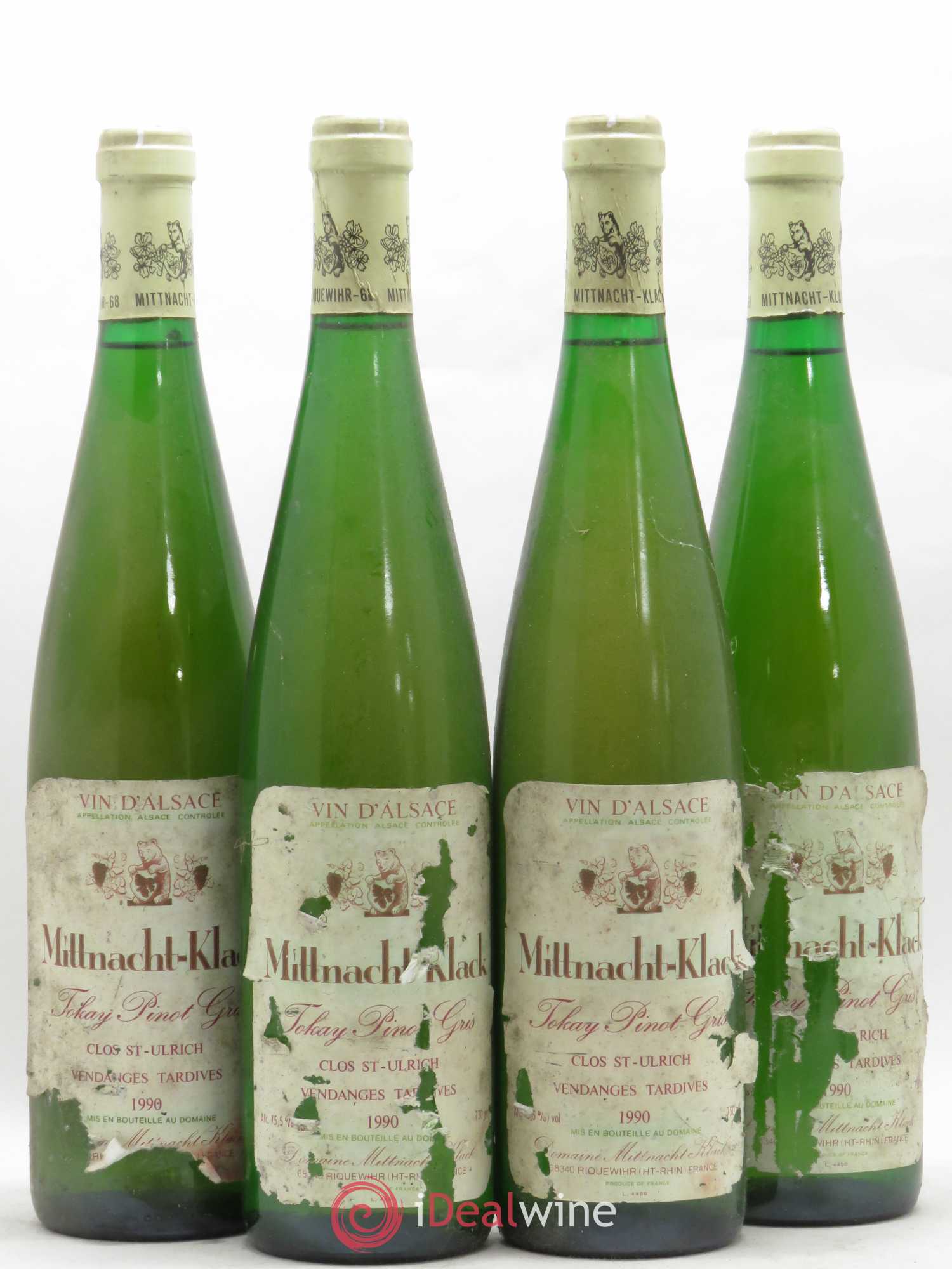 Pinot Gris (Tokay) Vendanges Tardives Clos Saint Ulrich Mittnacht Klack 1990 - Lotto di 4 bottiglie - 0