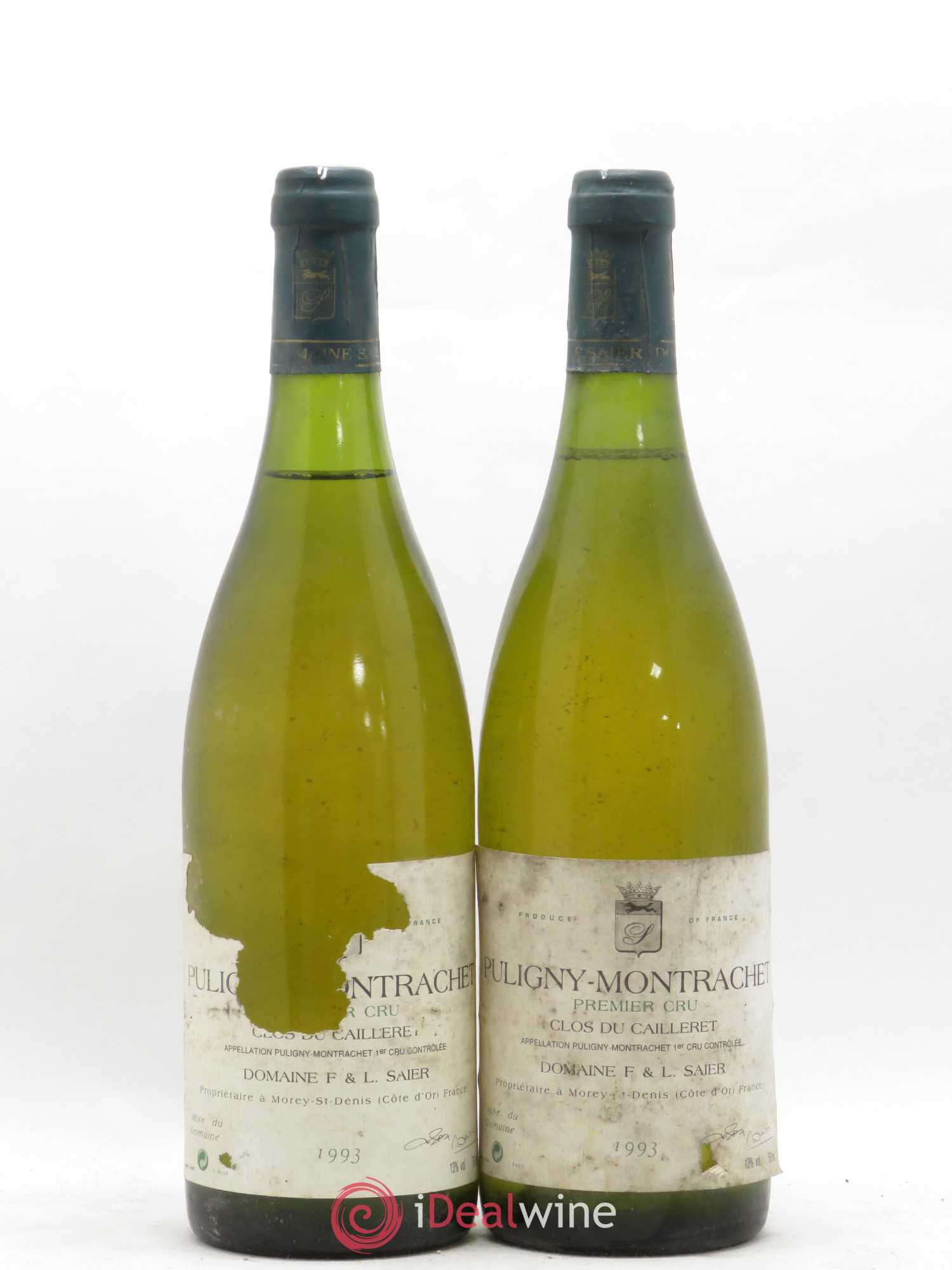Puligny-Montrachet 1er Cru Clos du Cailleret F & L Saier 1993 - Posten von 2 Flaschen - 0
