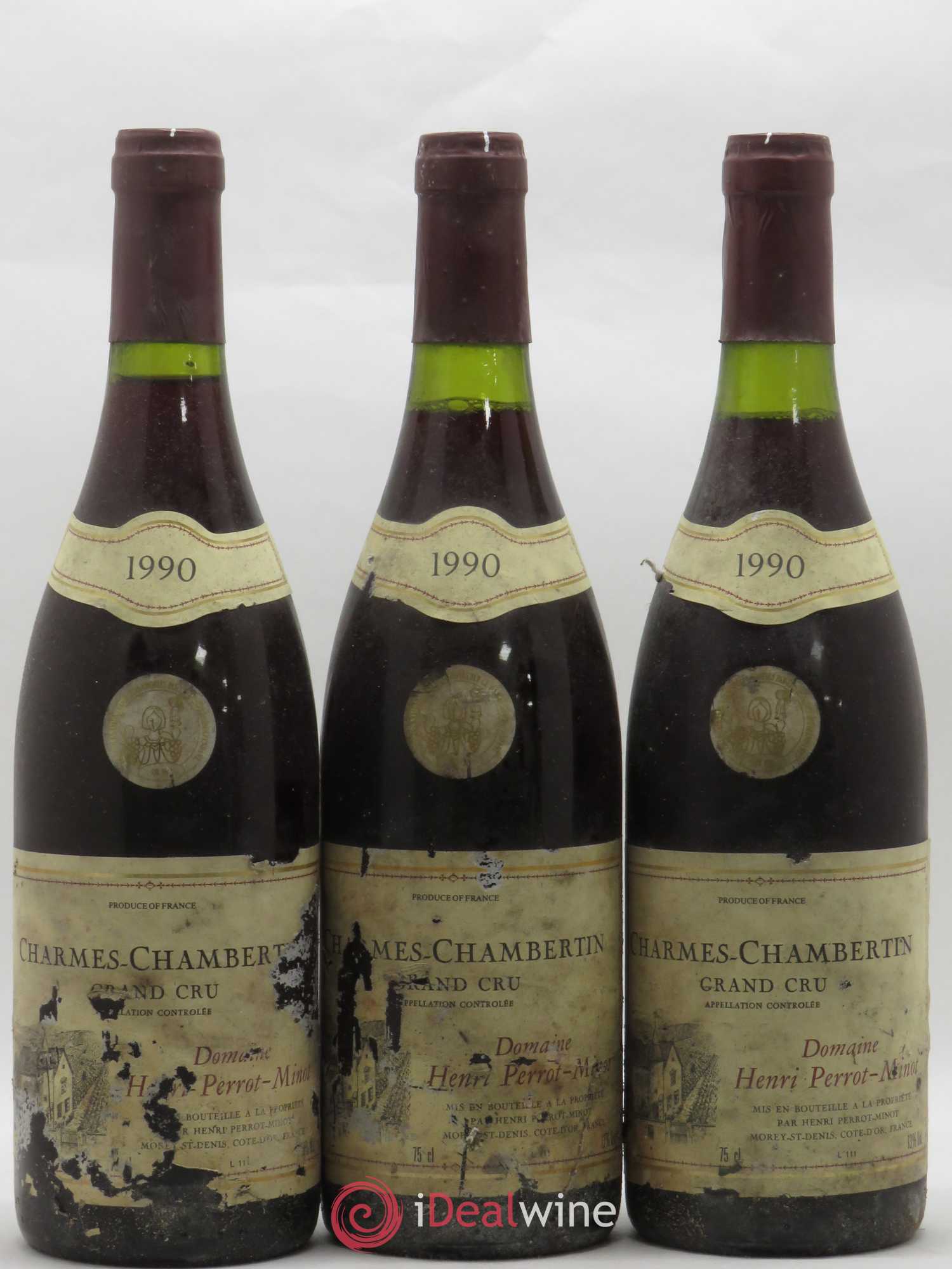 Charmes-Chambertin Grand Cru Vieilles Vignes Perrot-Minot 1990 - Lot de 3 bouteilles - 0