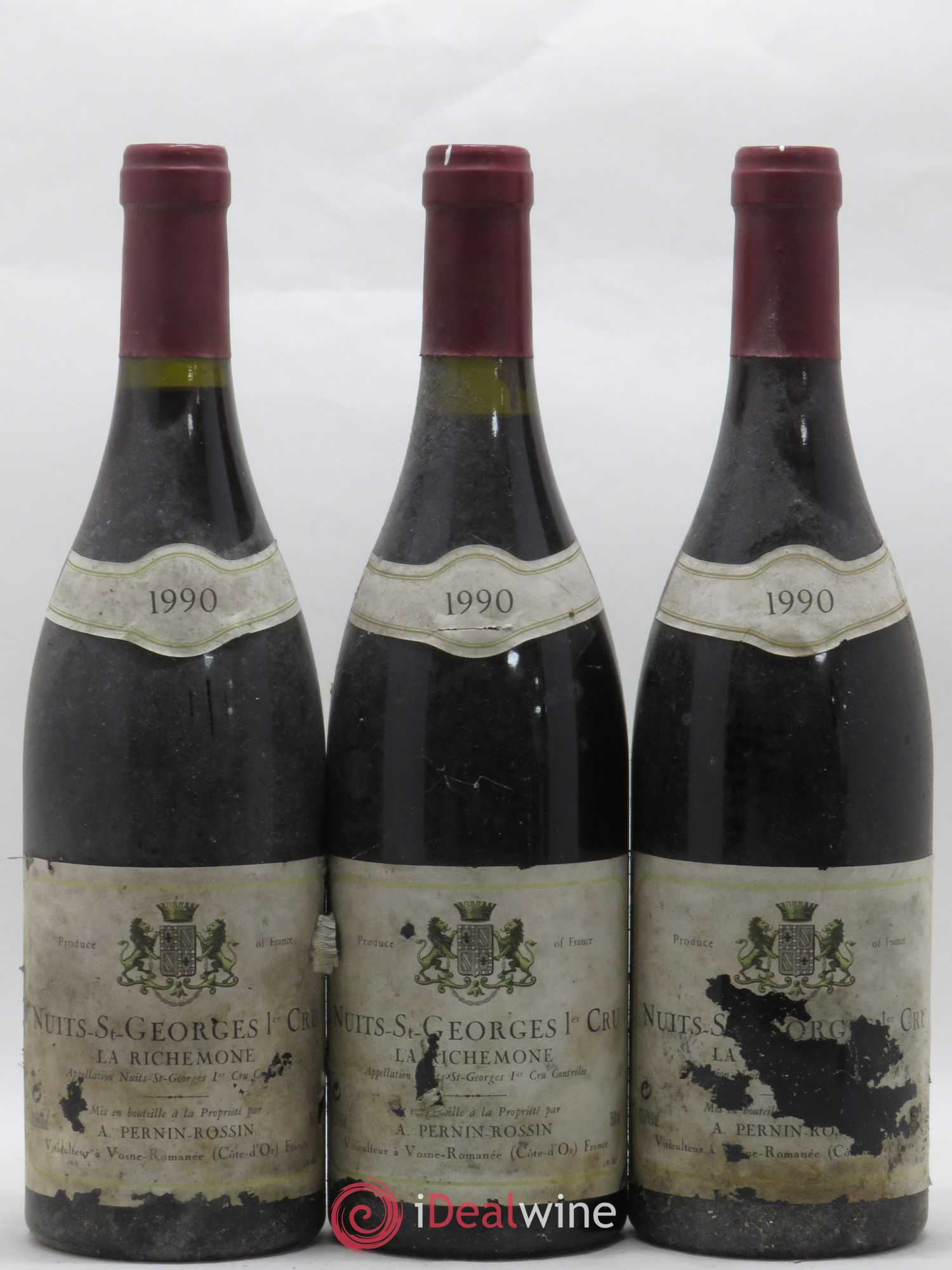 Nuits-Saint-Georges 1er Cru La Richemone Pernin-Rossin 1990 - Lot de 3 bouteilles - 0