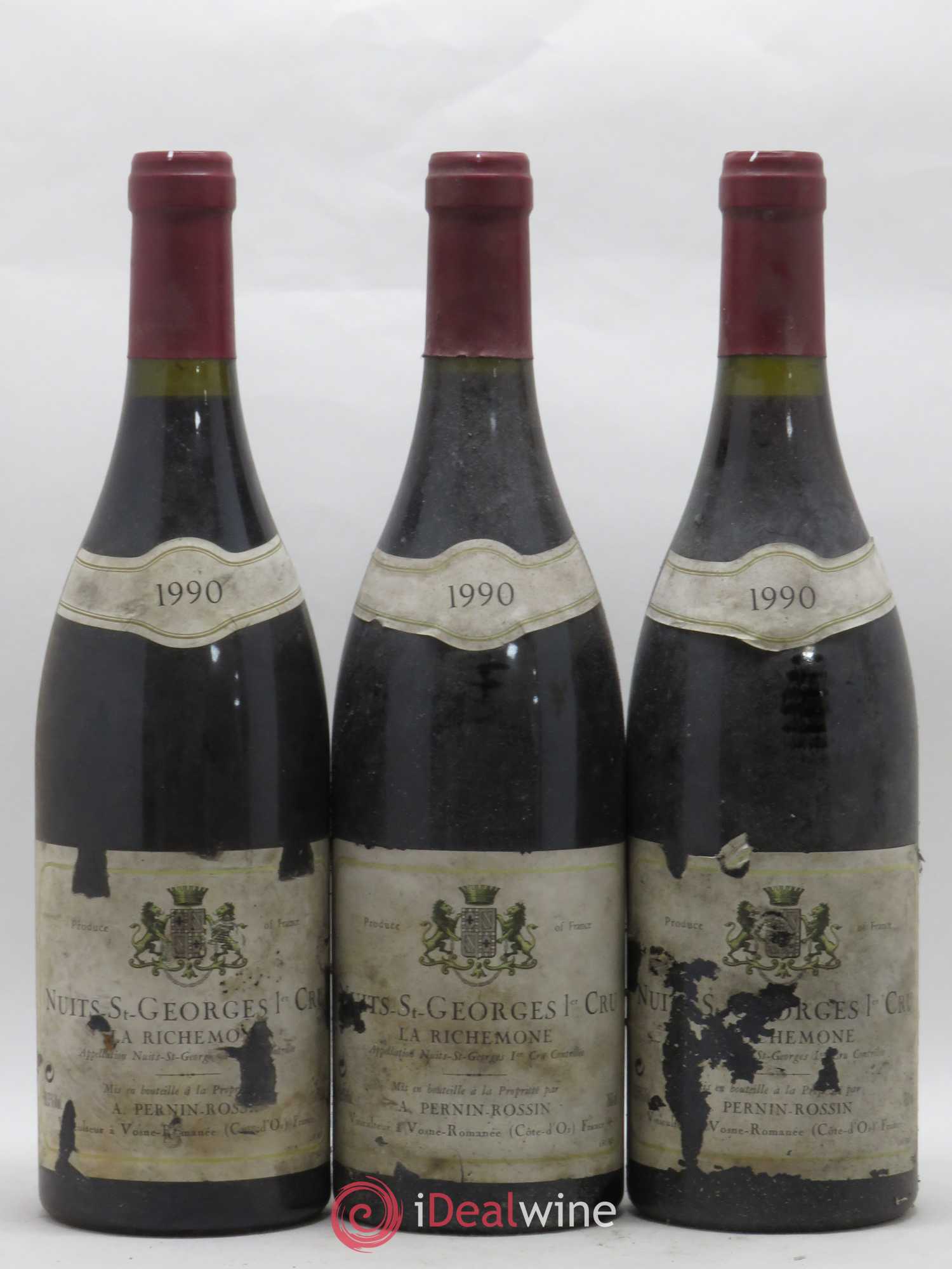 Nuits-Saint-Georges 1er Cru La Richemone Pernin-Rossin 1990 - Lot de 3 bouteilles - 0