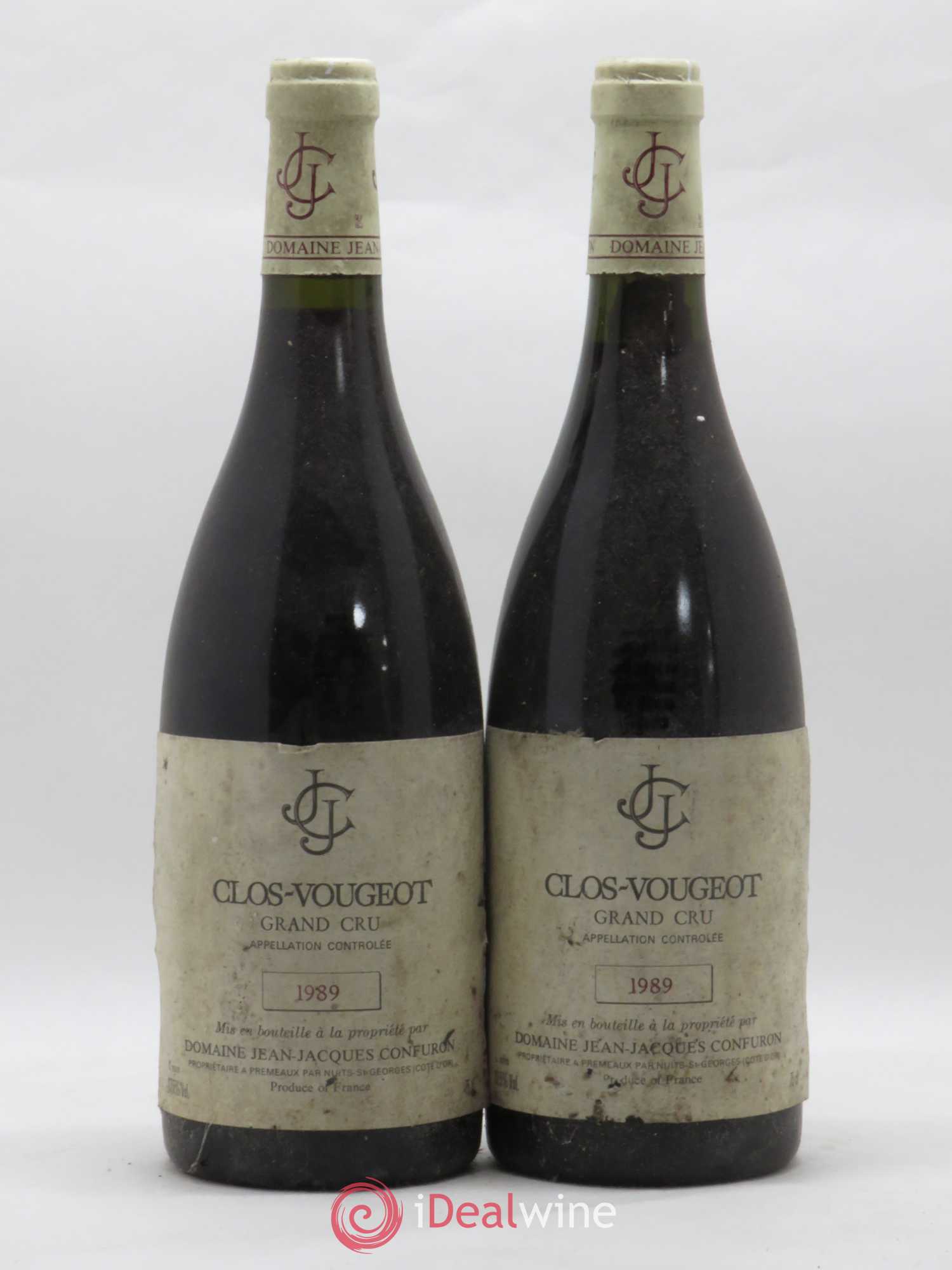 Clos de Vougeot Grand Cru Jean-Jacques Confuron 1989 - Lot de 2 bouteilles - 0