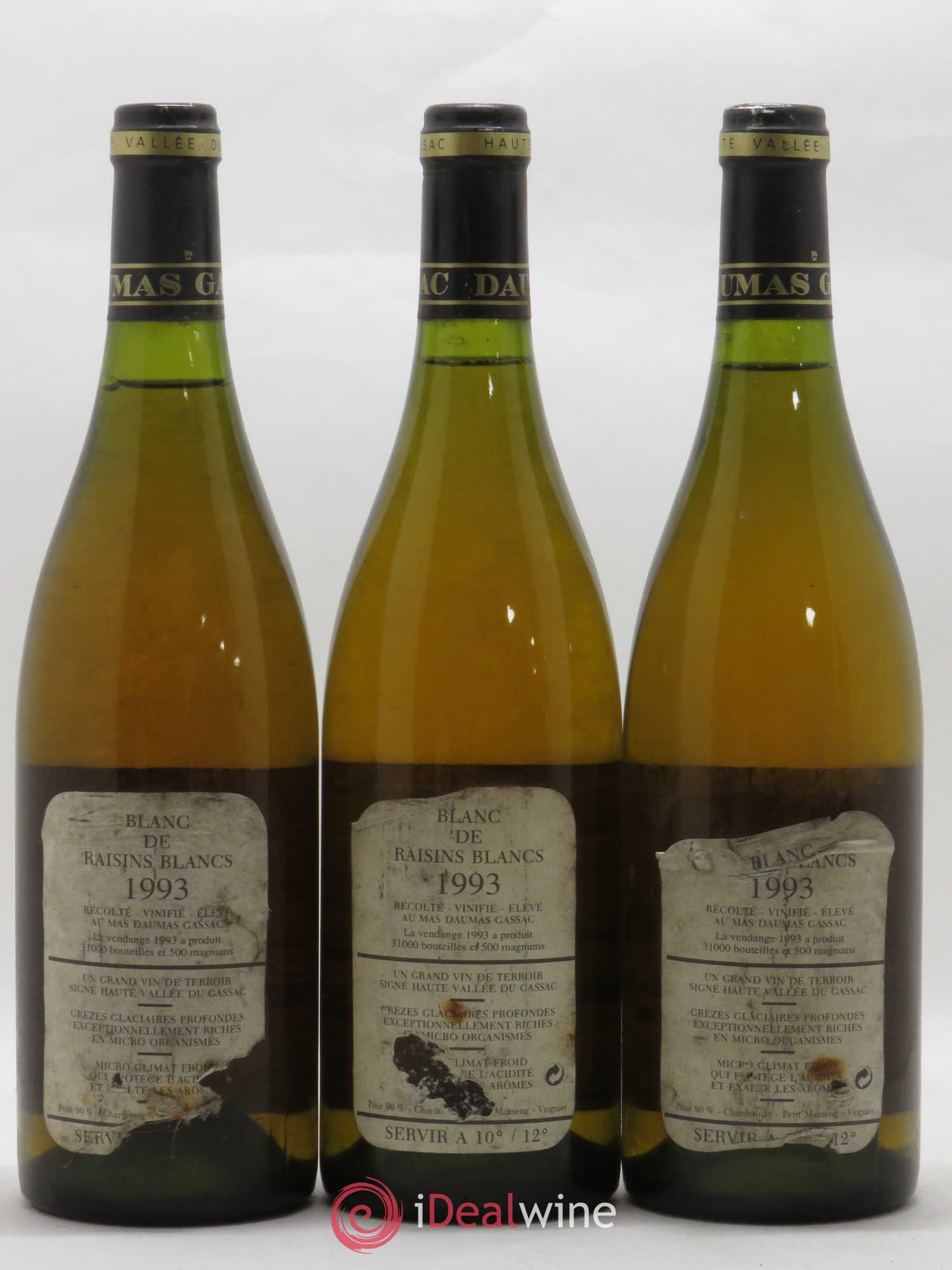 Saint-Guilhem-le-Désert - Cité d'Aniane Mas Daumas Gassac Famille Guibert de La Vaissière 1993 - Lot de 3 bouteilles - 1