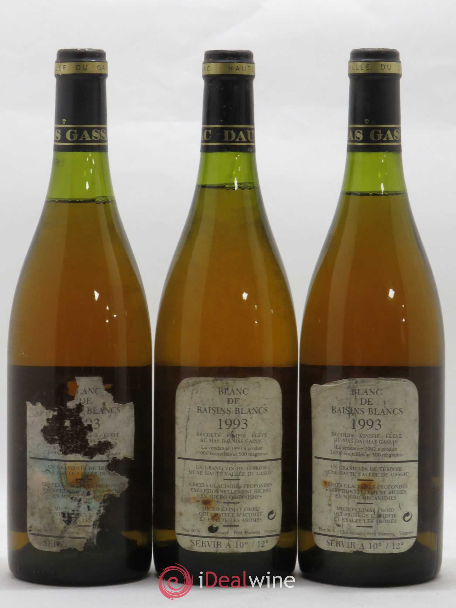 Saint-Guilhem-le-Désert - Cité d'Aniane Mas Daumas Gassac Famille Guibert de La Vaissière 1993 - Lot de 3 bouteilles - 1